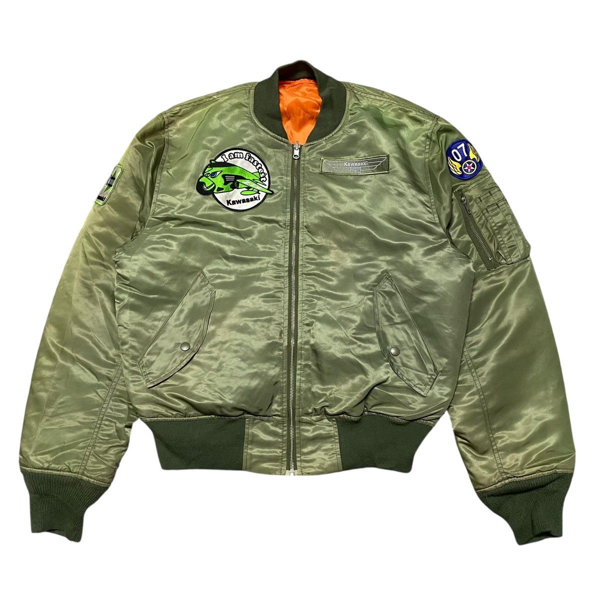 Japanese Brand Kawasaki MA-1 Bomber Jacket Reversible Sunfaded Size US XL / EU 56 / 4 - 5 Thumbnail