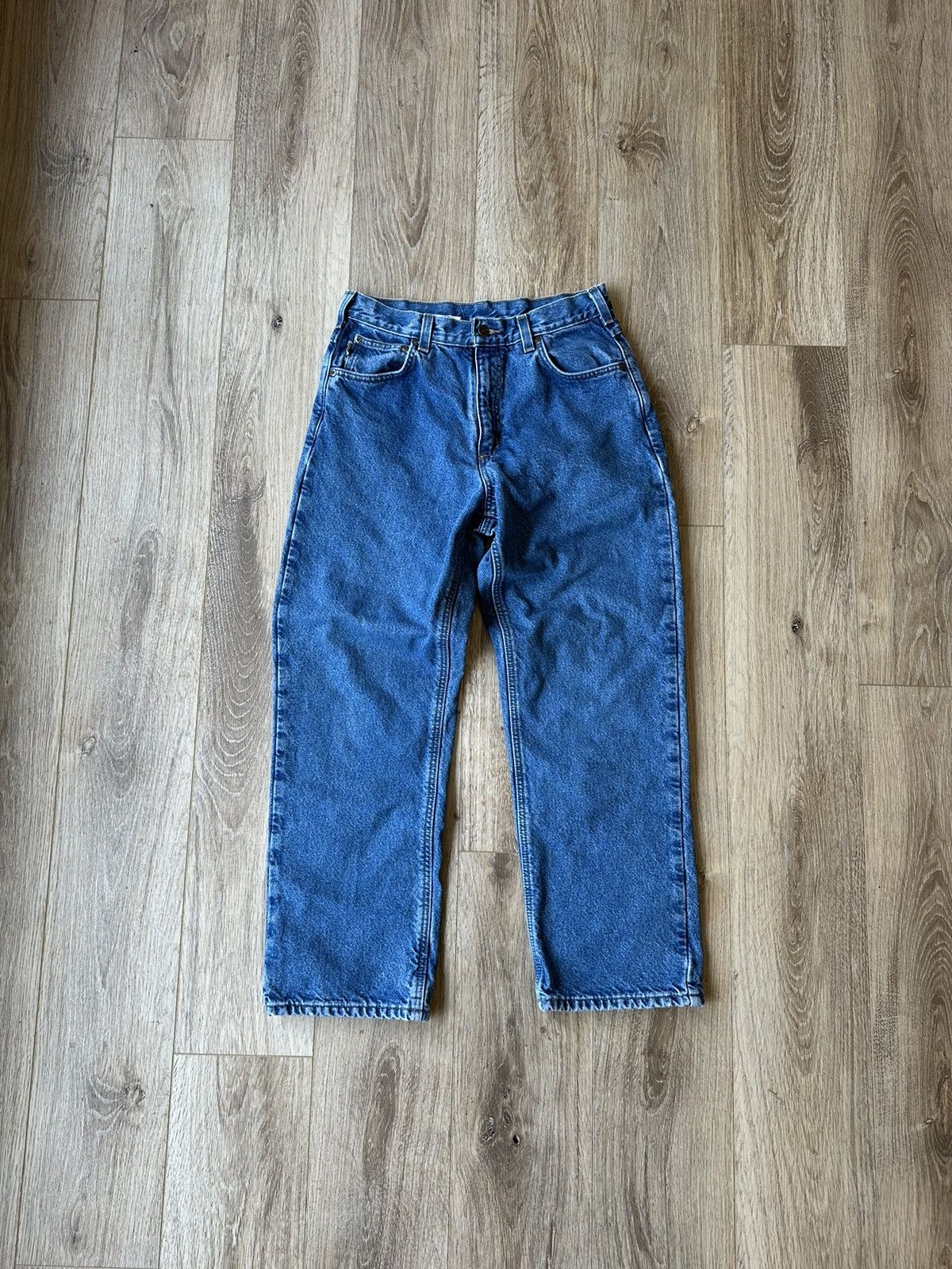 Carhartt × Vintage Vintage carhartt flannel lined denim blue jeans work pants Size US 31 - 3 Thumbnail
