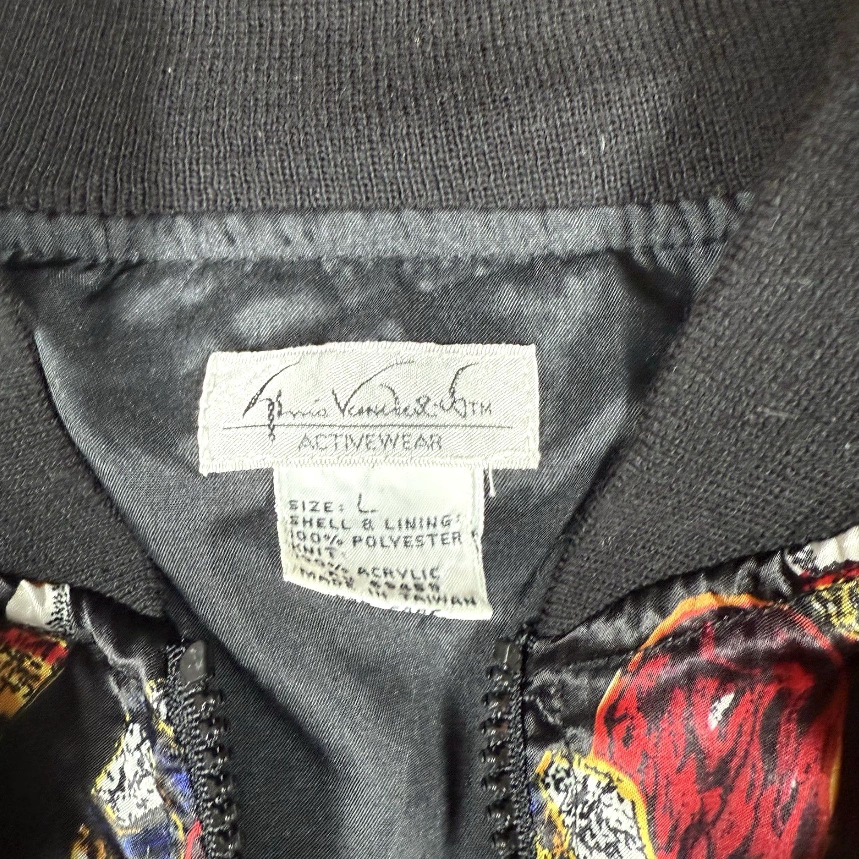 Gloria Vanderbilt VINTAGE Gloria Vanderbilt Bomber Jacket Women Large Black 80s Zip Up Jewel AOP Womens L Jacket Size L / US 10 / IT 46 - 4 Thumbnail