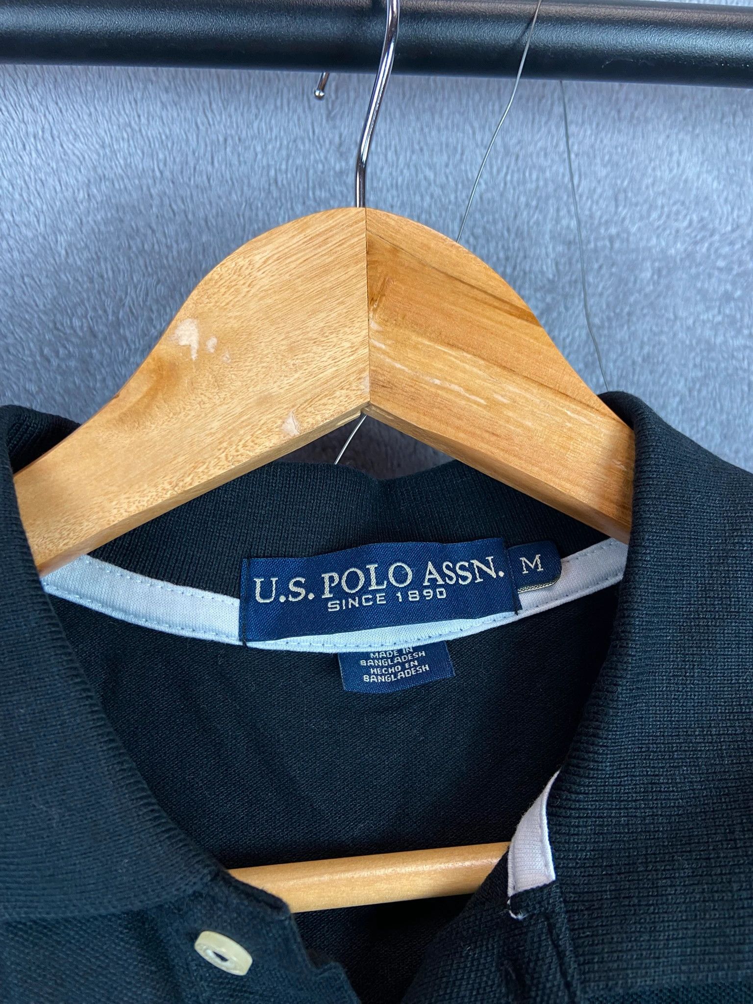 U.S. Polo Assn. USPA Black Polo Shirt White Stripe Logo M Size US M / EU 48-50 / 2 - 4 Thumbnail