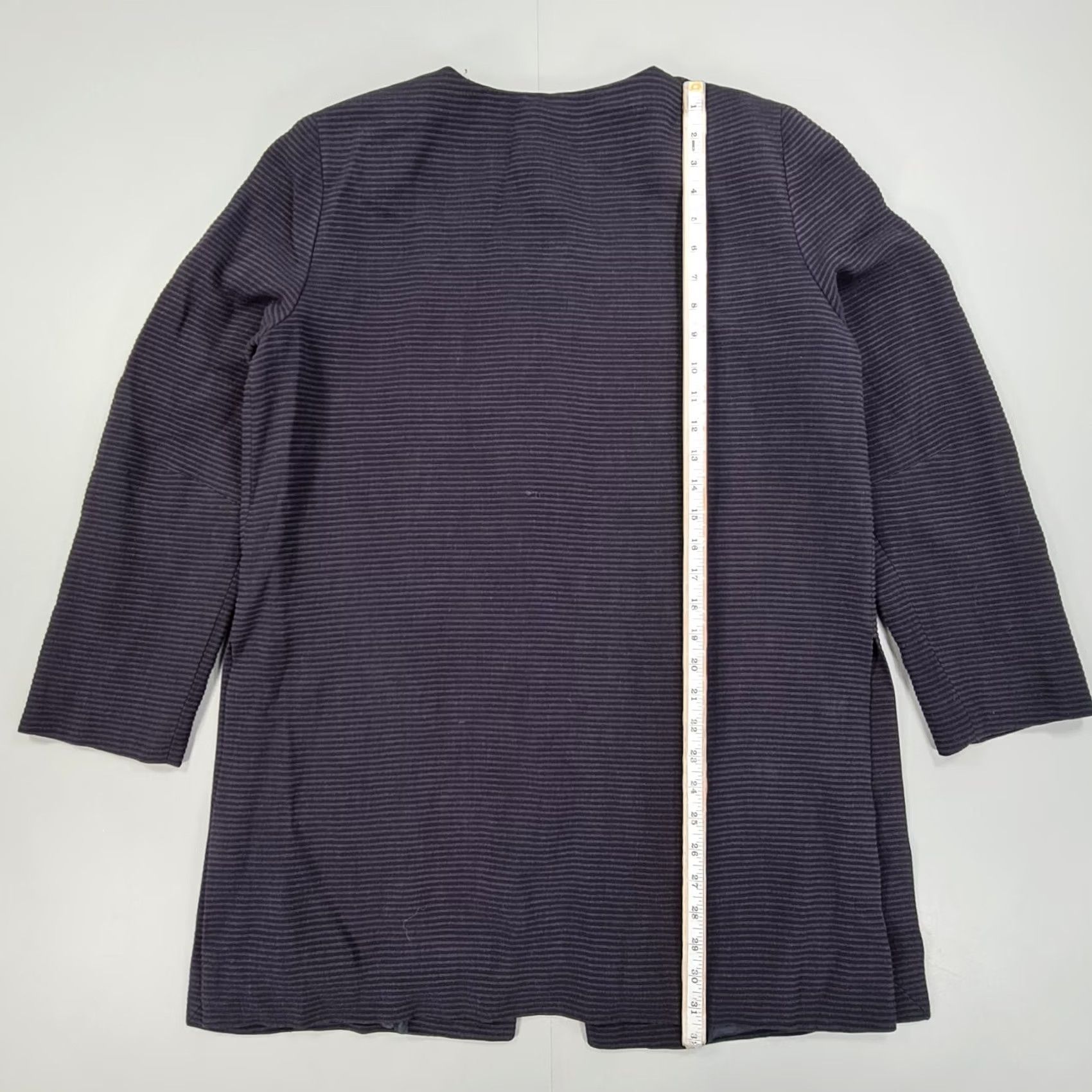 Jaeger Jaeger Womens Jacket Navy Blue Striped Lightweight 12 UK Linen Blend Viscose Open Front Casual Womens Jacket Size XL / US 12-14 / IT 48-50 - 8 Thumbnail