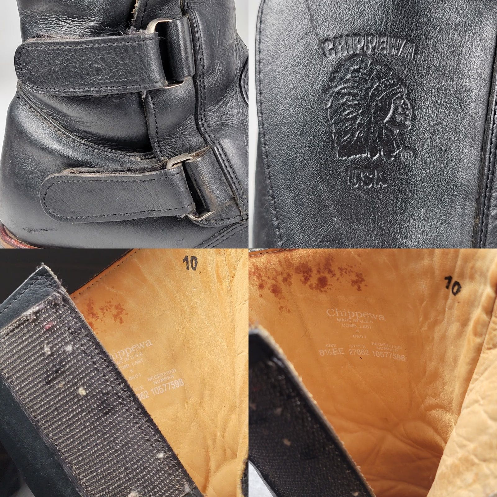 Chippewa Men's Chippewa Odessa Rally Black Leather Motorcycle Riding Boots 27862 8.5 EE Size US 9 / EU 42 - 10 Thumbnail