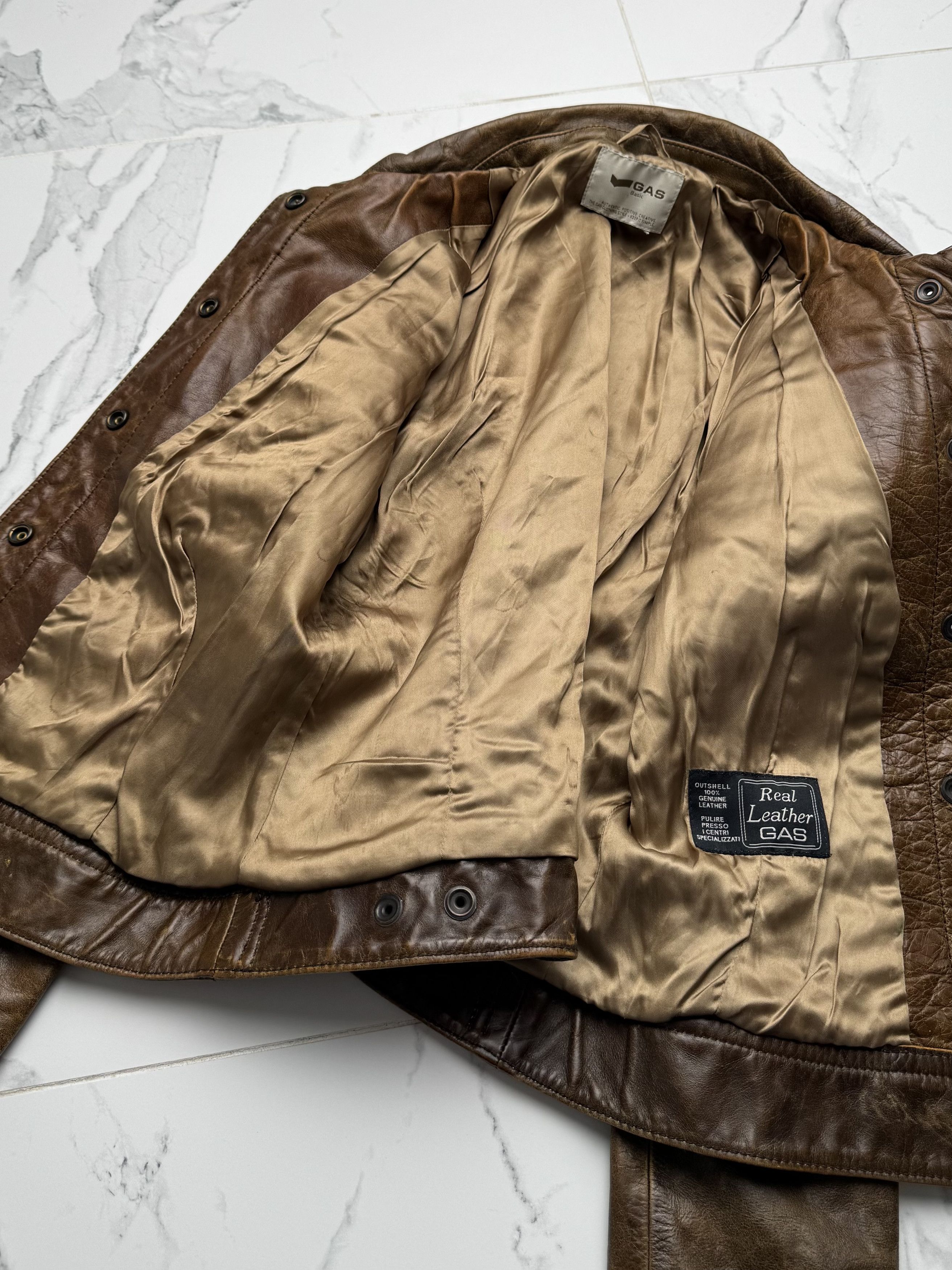Vintage Y2K Brown Leather Jacket Womens Fitted Button Up Biker Style Size S / US 4 / IT 40 - 9 Thumbnail