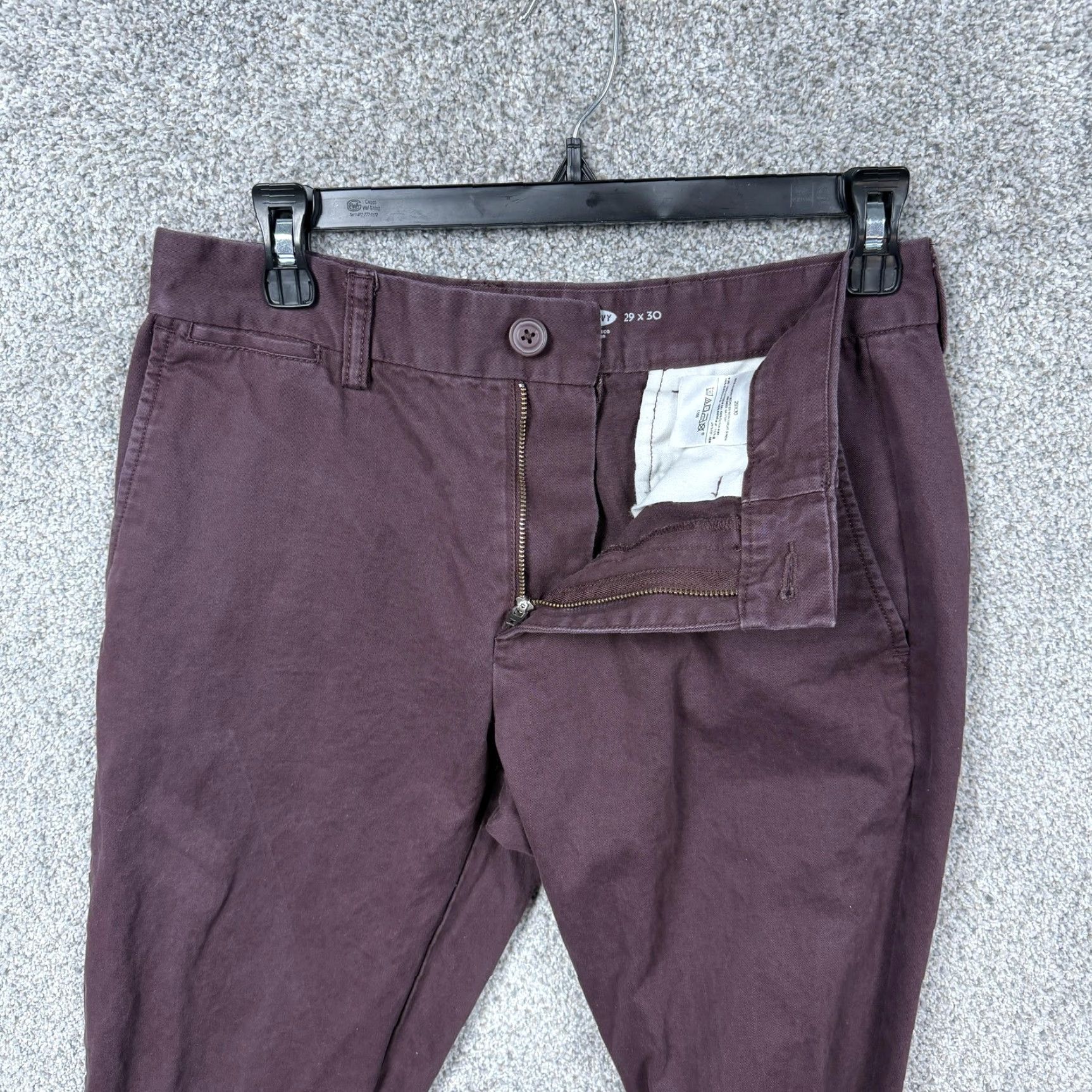 Old Navy Old Navy Chino Pants Mens 29x29 Maroon Slim Fit Utility Khaki Preppy Flat Front Size US 29 - 6 Thumbnail