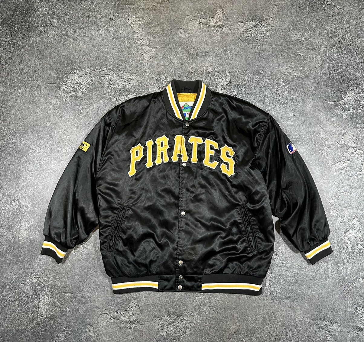 image of Nfl x Soccer Jersey Pirates Bomber Baseball Campri in Black, Men's (Size XL)