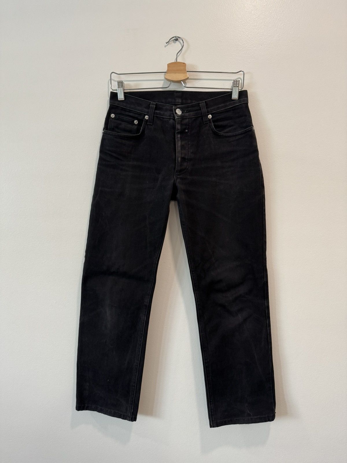 Helmut Lang 1997 Helmut Lang Rubber striped black denim | Grailed