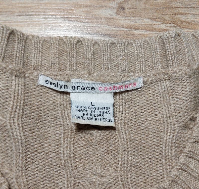 Vintage 100% cashmere sweater jumper beige brown luxury soft Size L / US 10 / IT 46 - 3 Thumbnail