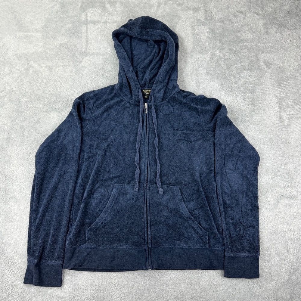 Juicy Couture Juicy Couture Navy Blue Velour Zip Up Hoodie Women’s Size M Size M / US 6-8 / IT 42-44 - 1 Thumbnail