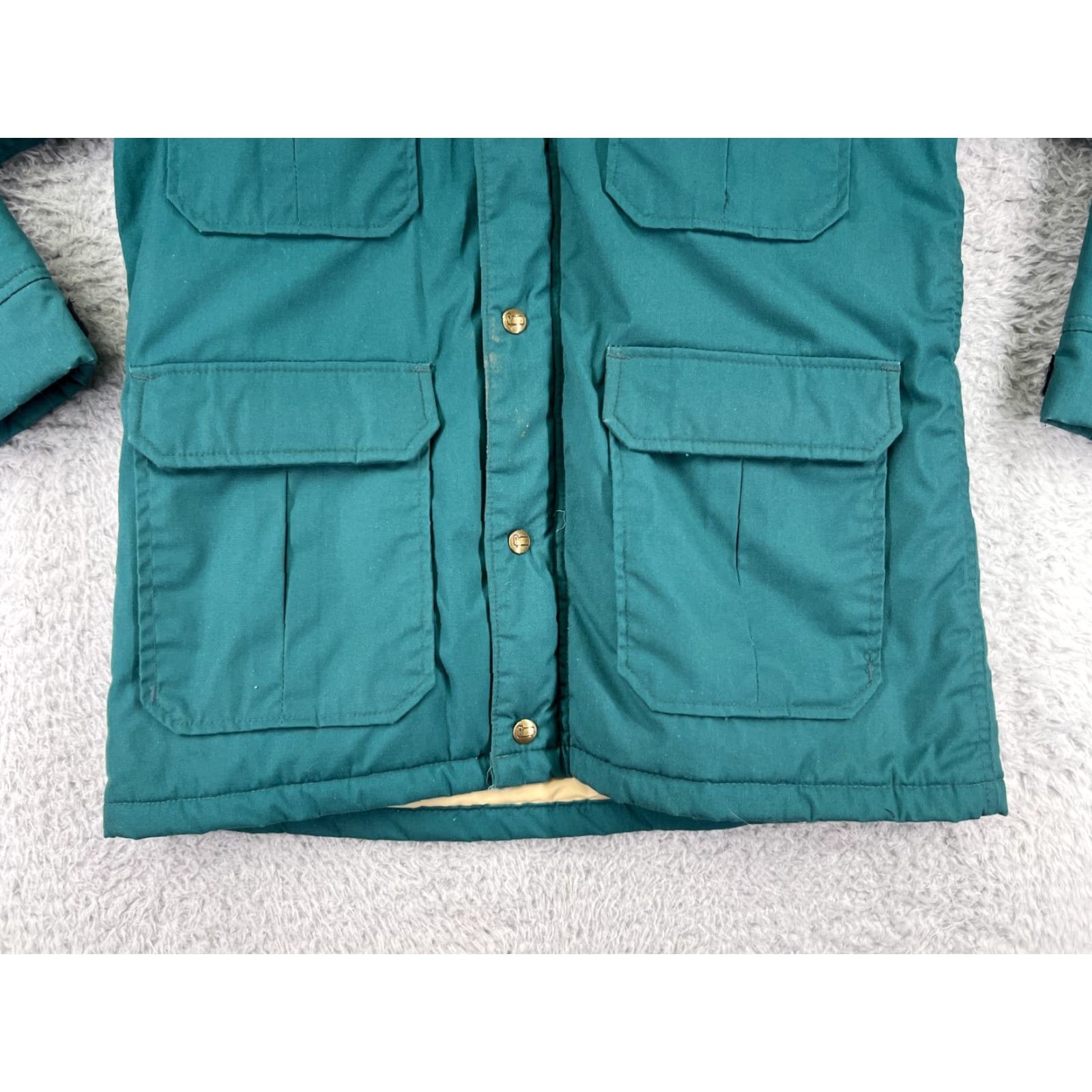 Vintage Woolrich Jacket Womens M Teal Hooded Pockets Winter Coat Polyester Knit All Seasons Long Sleeve Modern Overcoat Casual Everyday Size M / US 6-8 / IT 42-44 - 5 Thumbnail