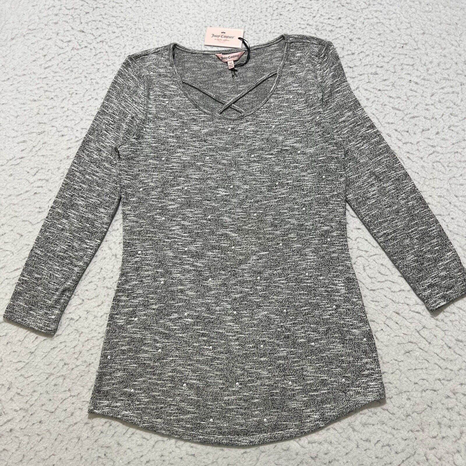 Juicy Couture Juicy Couture Criss Cross Embellished Long Sleeve Top Shirt Size XS / US 0-2 / IT 36-38 - 1 Thumbnail