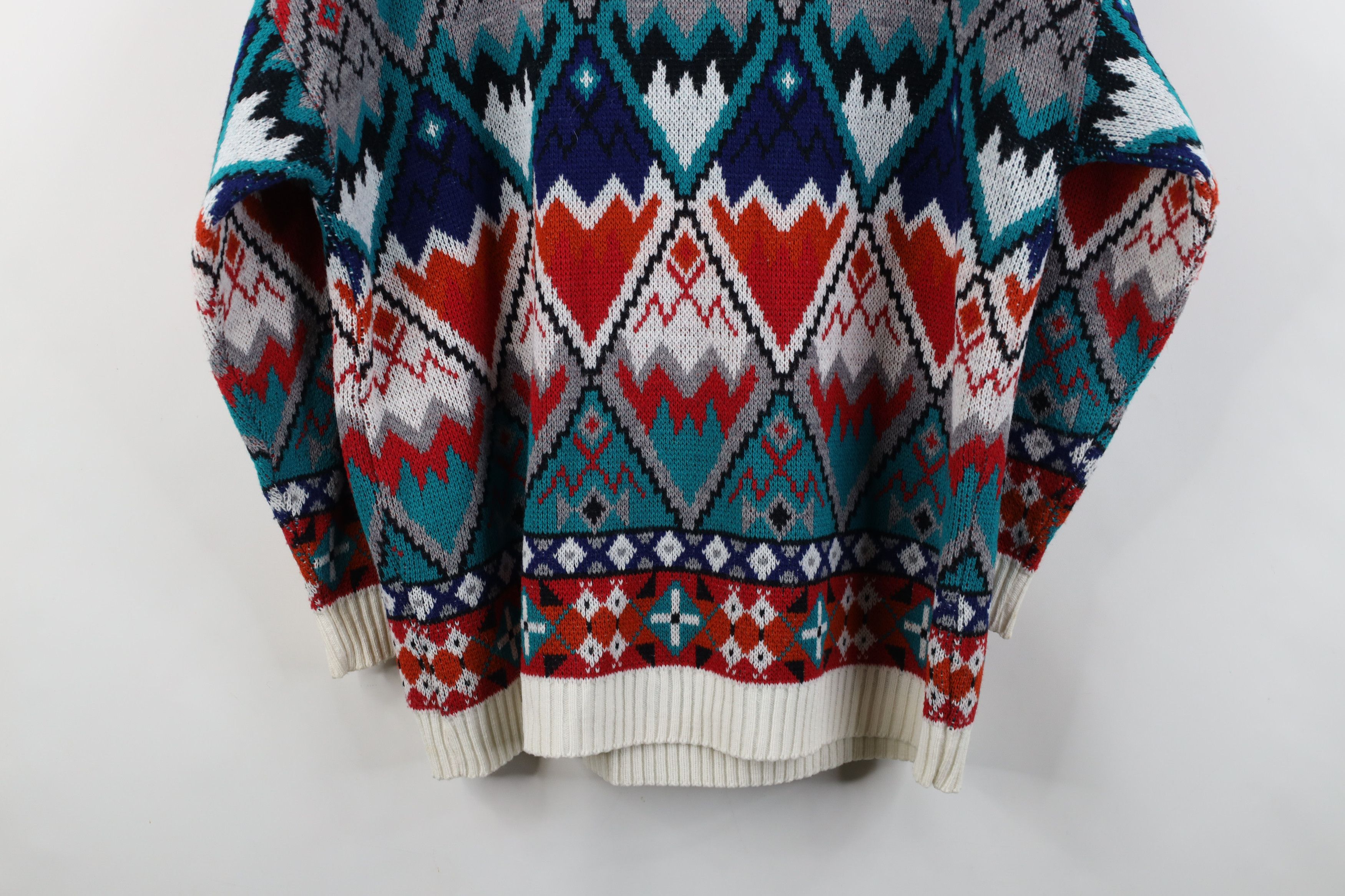 Vintage Vintage 90s Streetwear Fair Isle Knit Mock Neck Sweater USA Size L / US 10 / IT 46 - 13 Thumbnail
