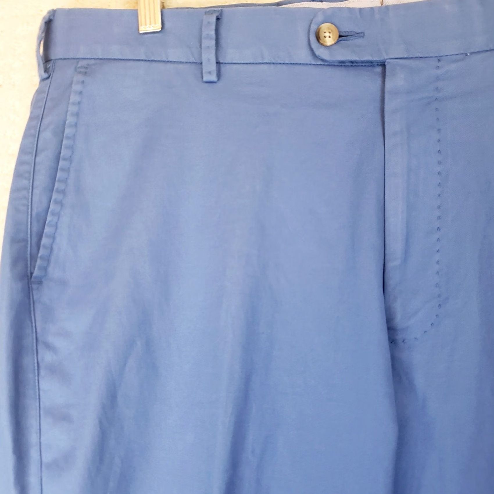 Peter Millar PETER MILLAR Pants Men 38W 30L Blue Pima Cotton Spandex Stretch Flat Front Khakis Regular Size US 38 / EU 54 - 4 Thumbnail