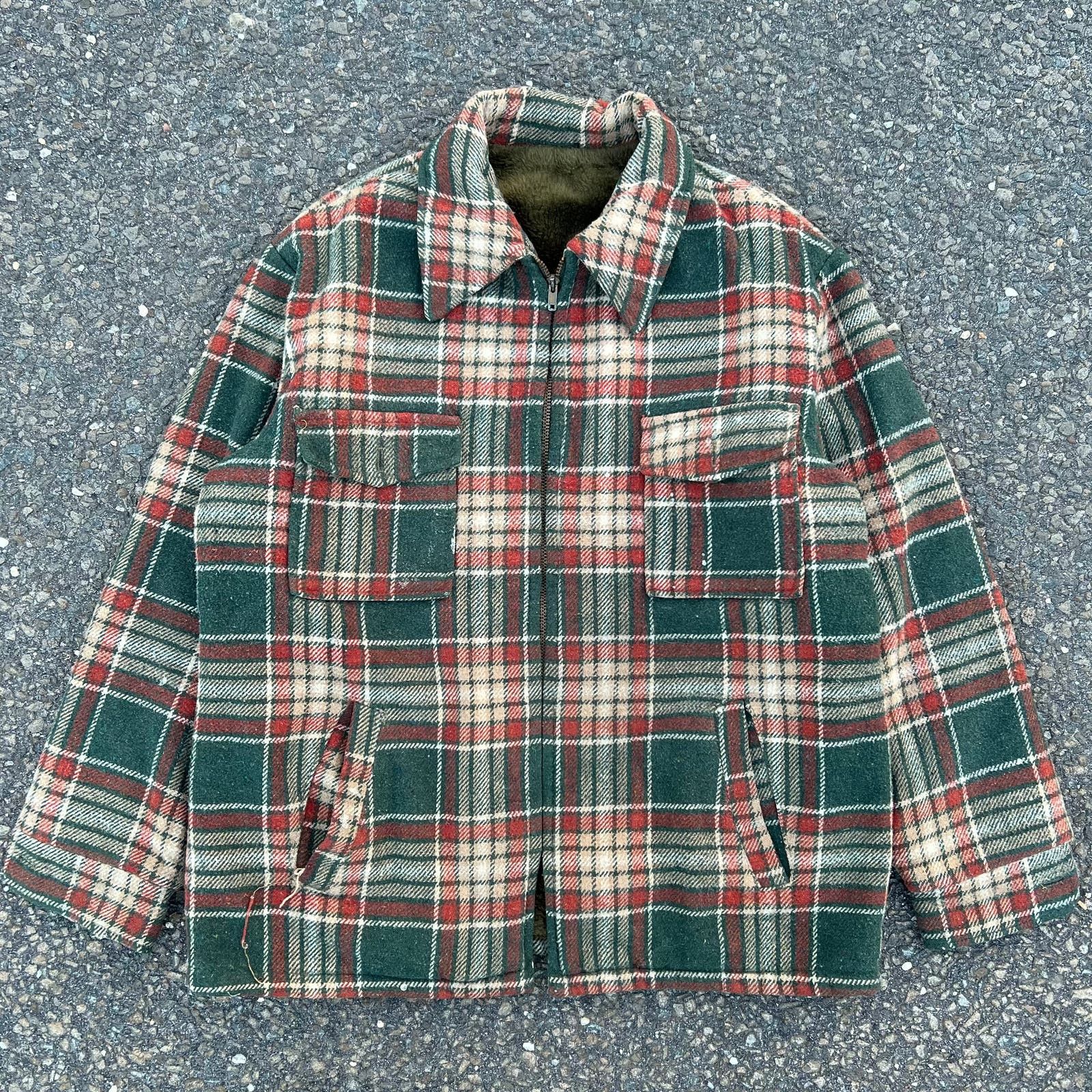 Vintage True Vintage green orange plaid wool talon zipper jacket Size US L / EU 52-54 / 3 - 1 Thumbnail