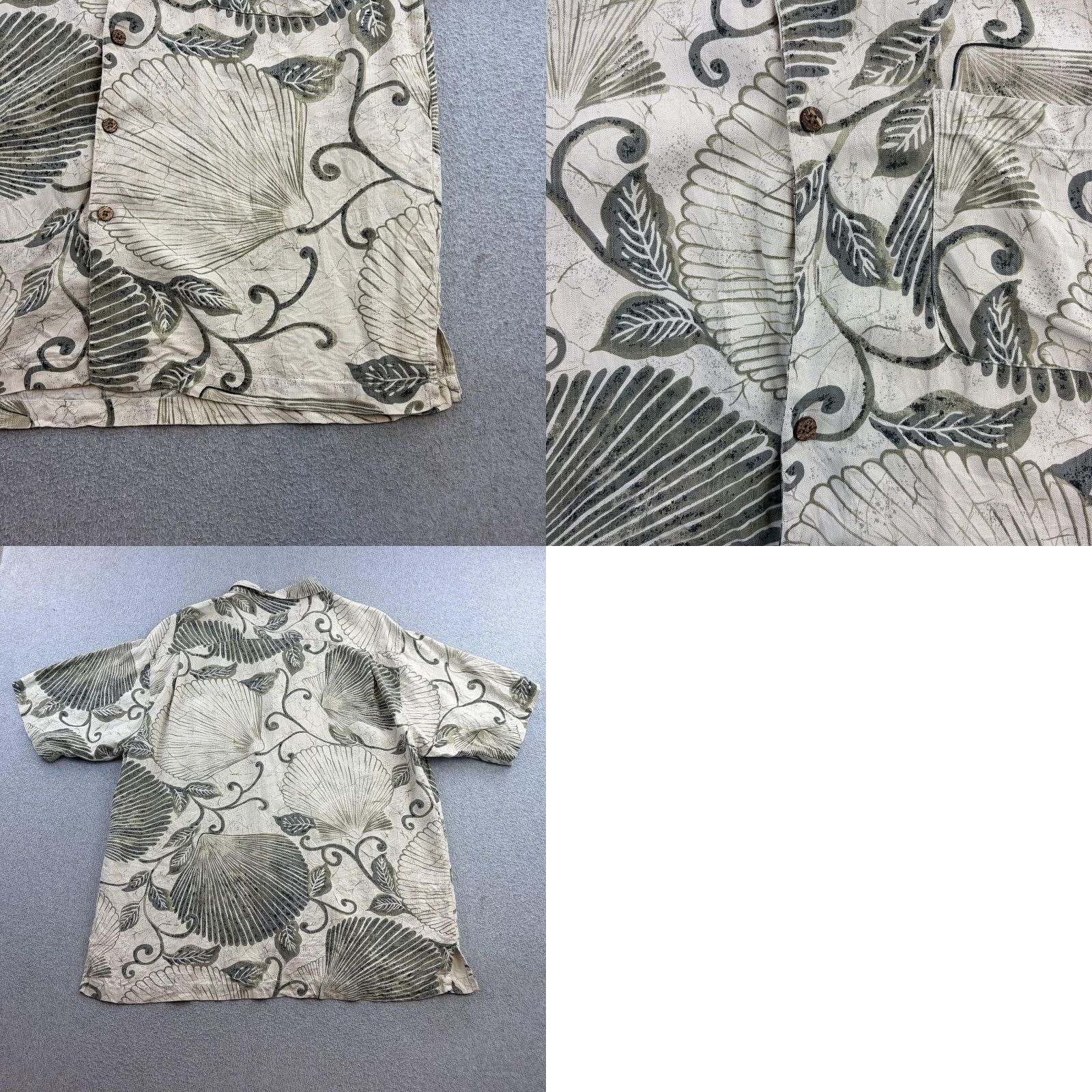 Tommy Bahama Tommy Bahama Shirt Mens Large Beige Green Silk Seashell Hawaiian Button Front Tee? Size US L / EU 52-54 / 3 - 8 Thumbnail
