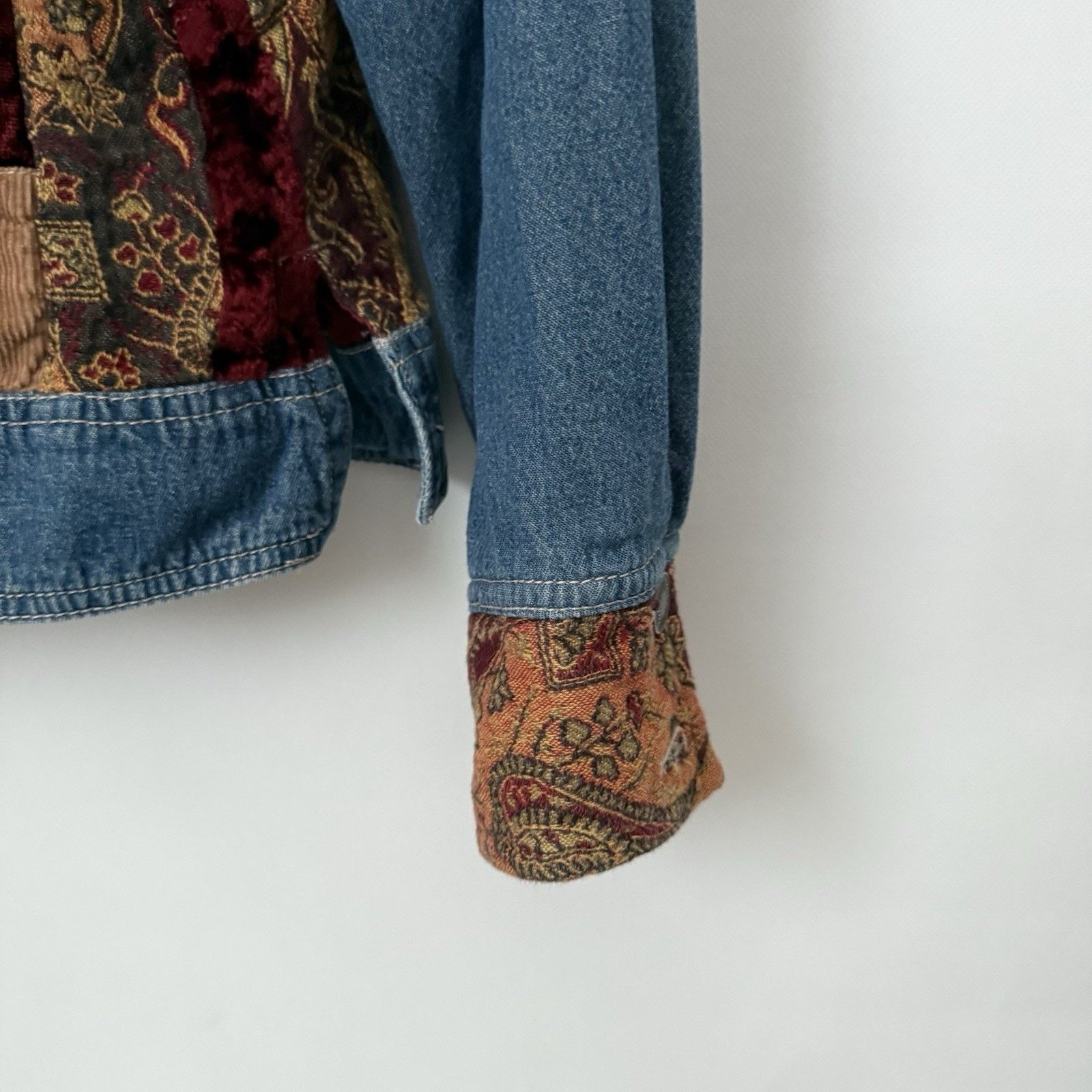 Other Out Of The Blue J Jill Velvet Tapestry Mixed Media Jacket Size M / US 6-8 / IT 42-44 - 4 Thumbnail