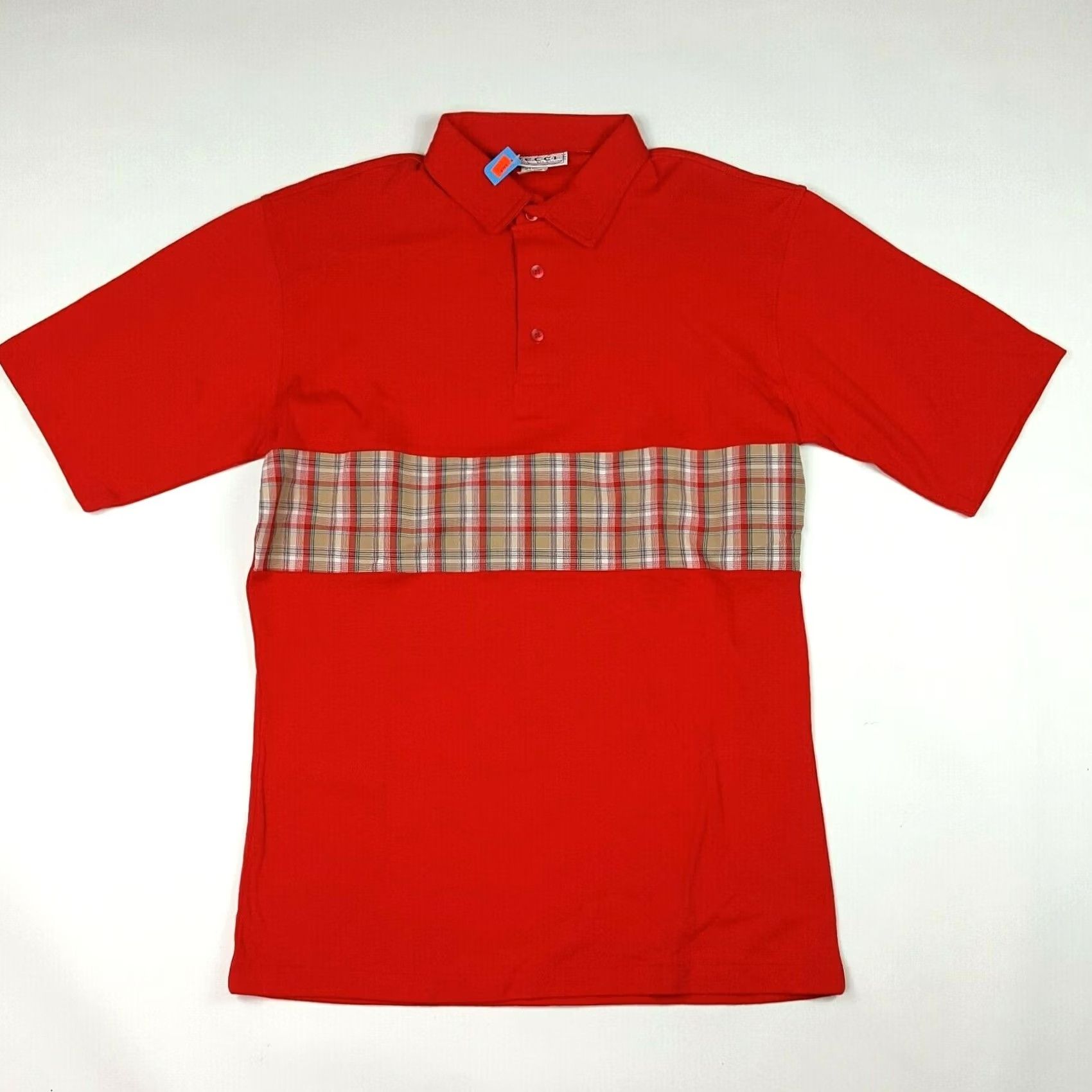 Vintage VINTAGE Vecci Plaid Striped Men's Polo Shirt Red Short Sleeve Size L 80s Retro Casual Polo Mens Size US L / EU 52-54 / 3 - 2 Thumbnail