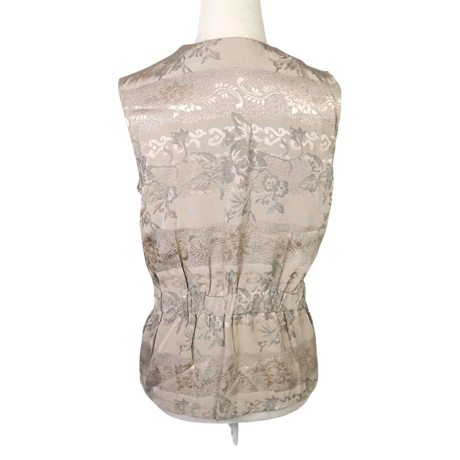 Vintage VINTAGE 80s Signet Tan Satin Brocade Floral Vest Small Womens Sleeveless Button Front Size S / US 4 / IT 40 - 4 Thumbnail