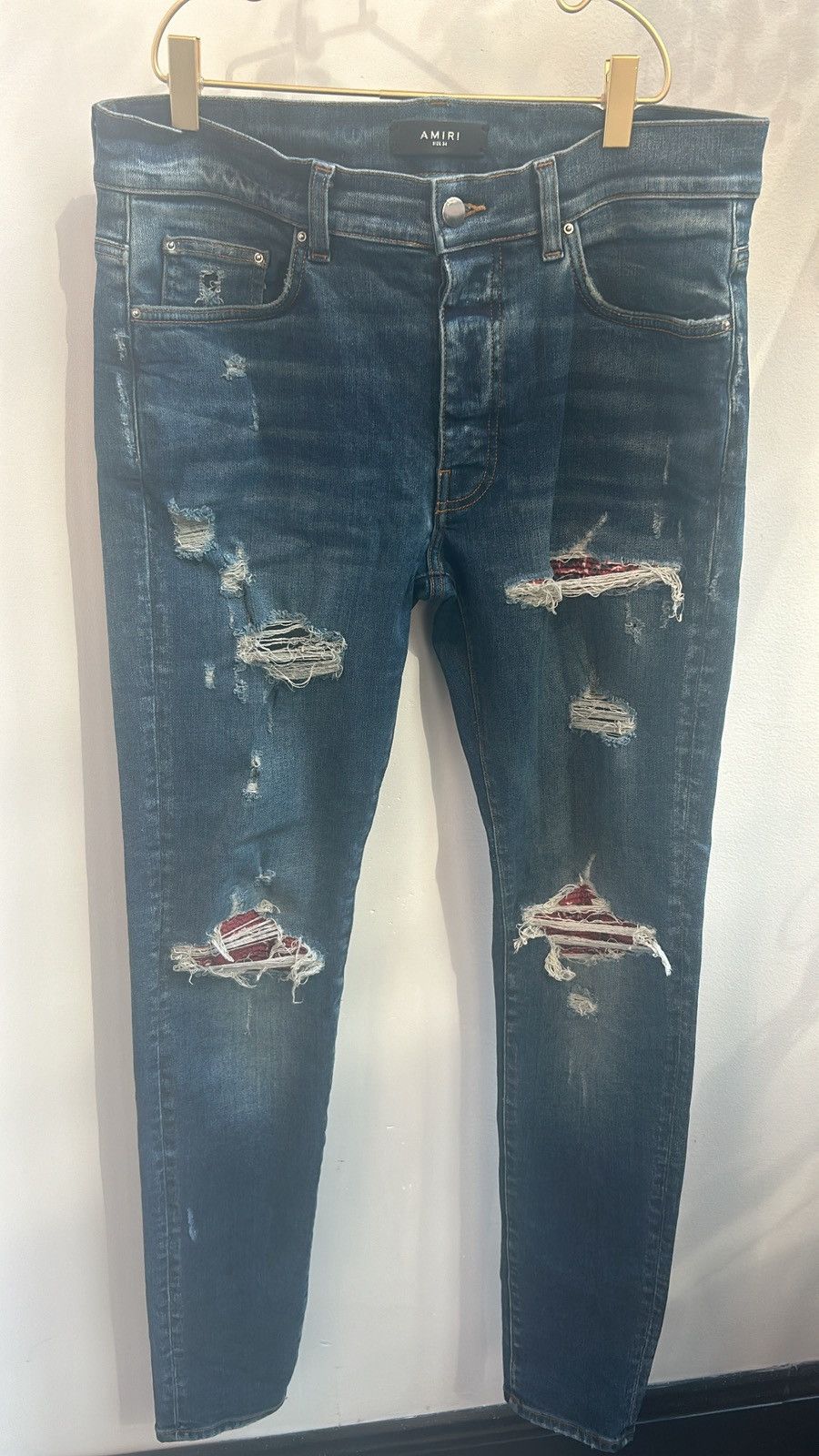 Amiri Mx1 Red bandana jeans