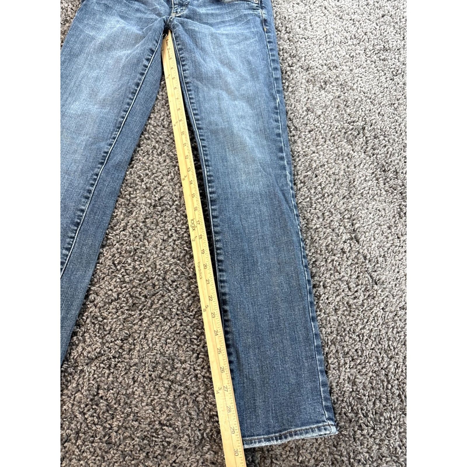 American Eagle Outfitters Vtg American Eagle Skinny Jeans Womens 28x29 Low Rise Med Wash Faded Distressed Size 26" / US 2 / IT 38 - 2 Thumbnail