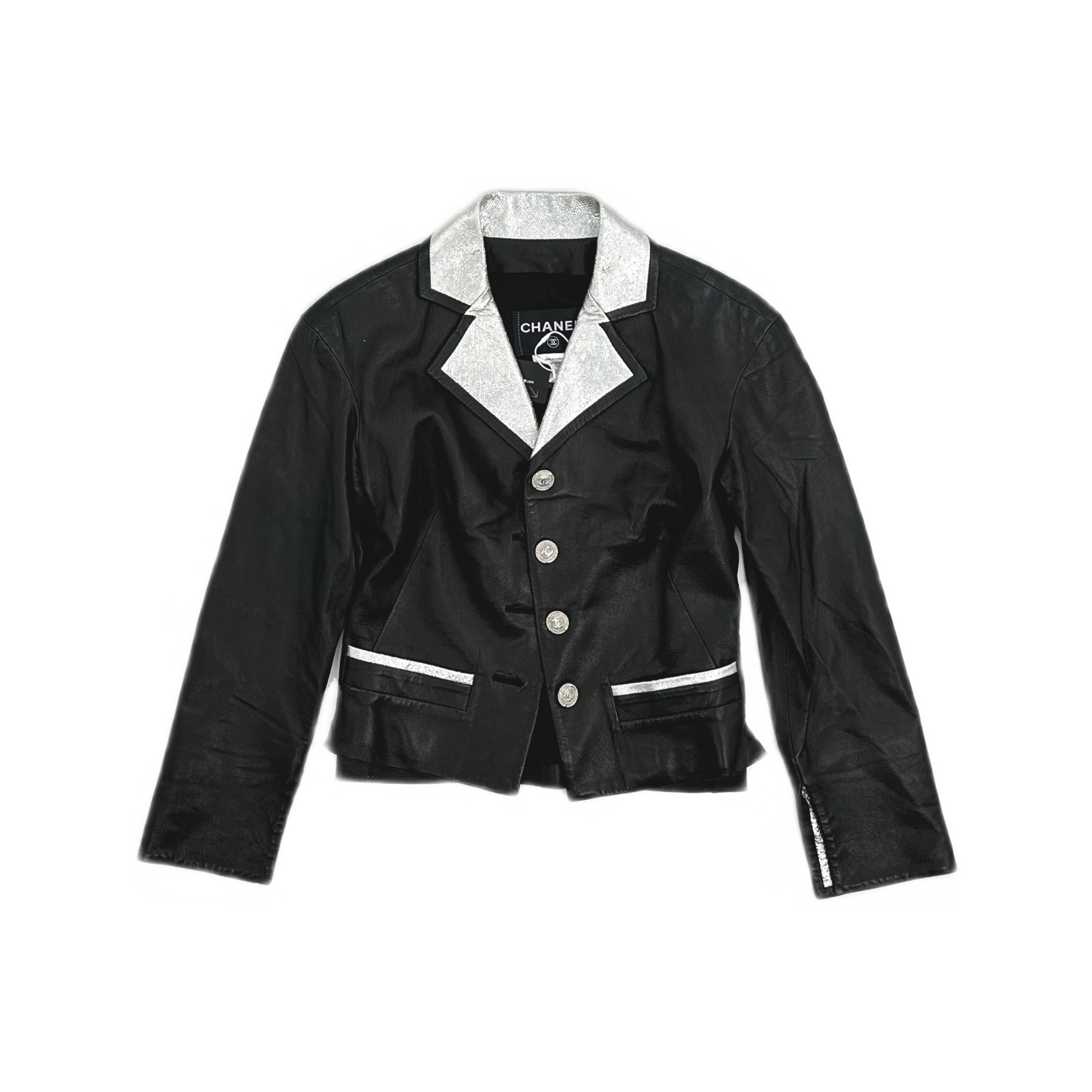 Chanel Chanel Silver Trim Leather Jacket Size 34 Size XS / US 0-2 / IT 36-38 - 1 Thumbnail