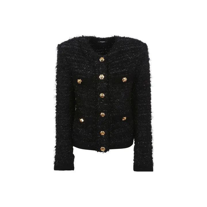 Balmain Balmain Black Long Sleeve Button Jacket -2507 Size L / US 10 / IT 46 - 1 Thumbnail