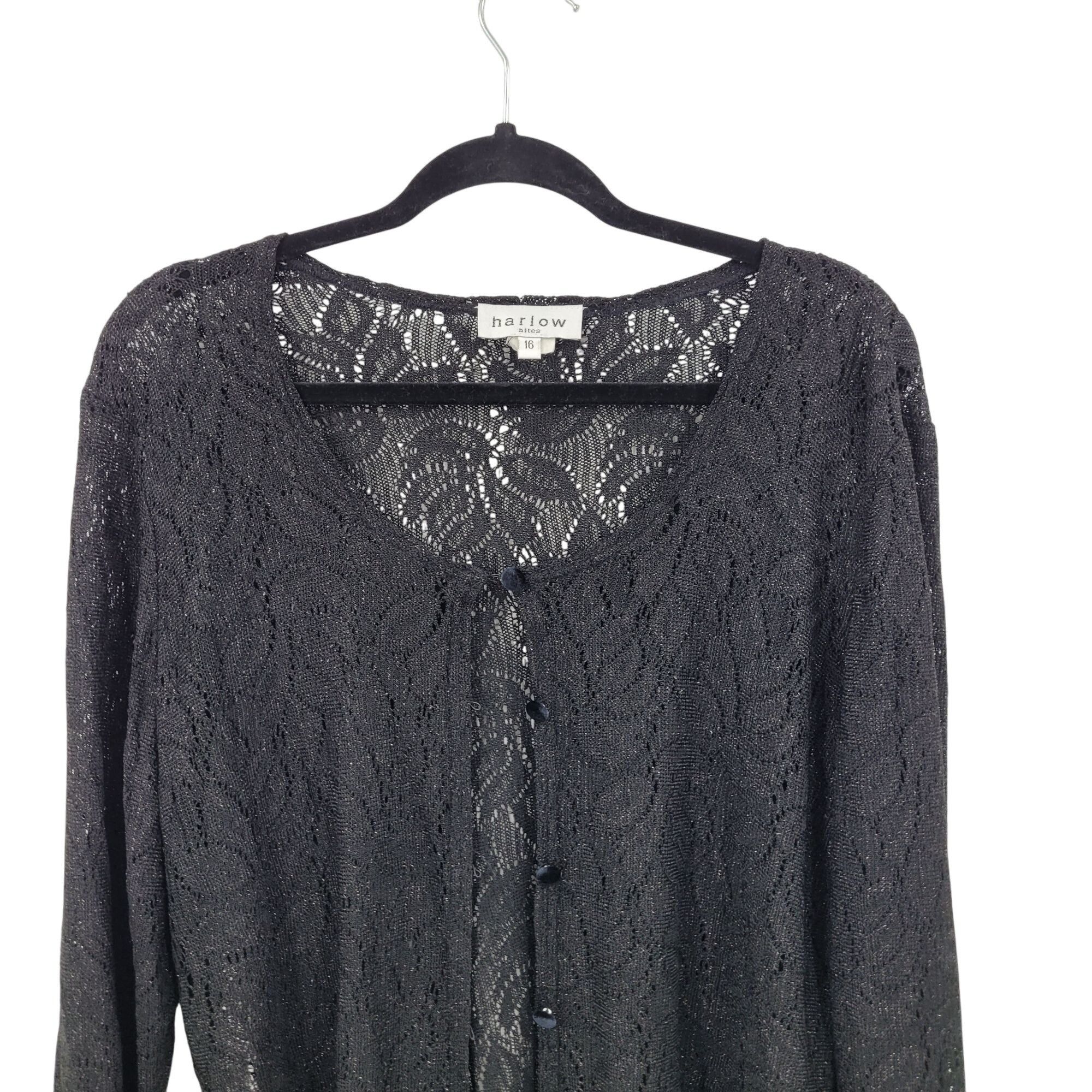 Vintage Vtg Black Lace Cardigan Sweater Button Front Sz 16 Formal Me Size XXL / US 16-18 / IT 52-54 - 5 Thumbnail