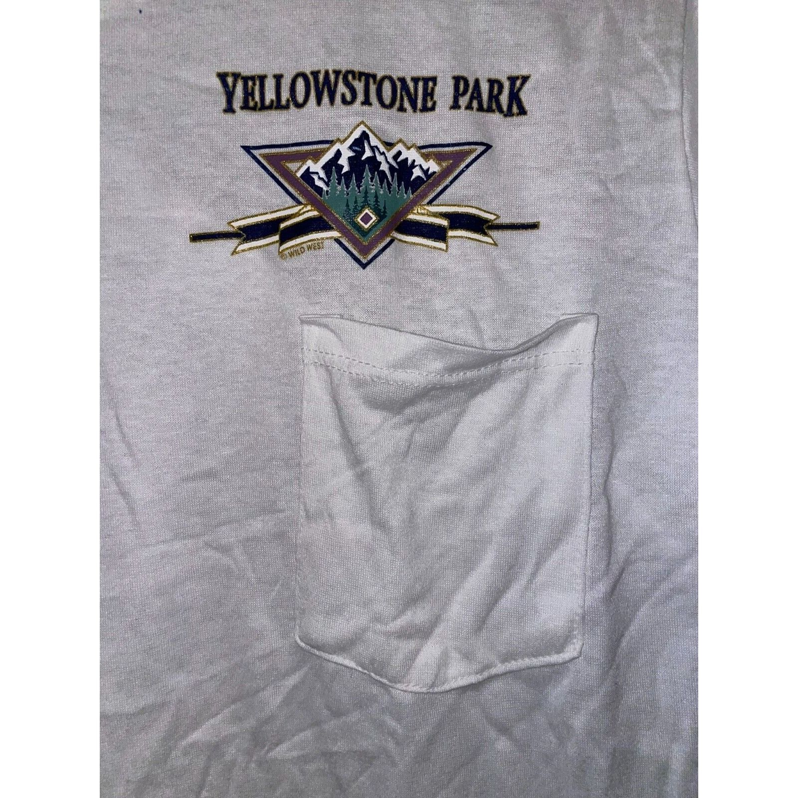 Jerzees Vintage Yellowstone National Park L White YNP Pocket Tee Size US M / EU 48-50 / 2 - 4 Thumbnail