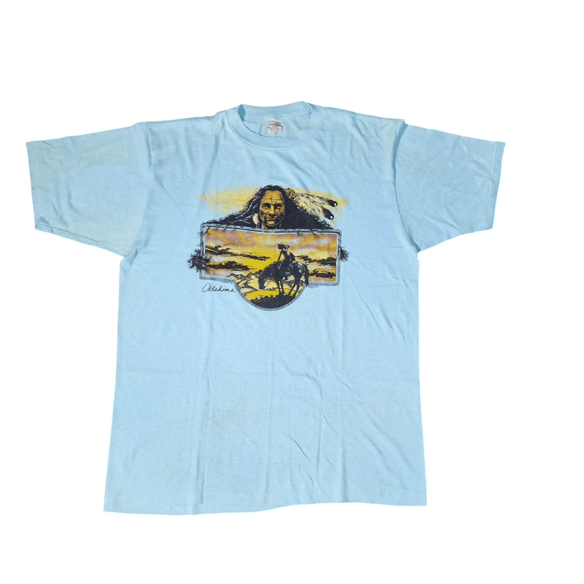Vintage Vintage Alore 1978 Indian Oklahoma tees Art 78 shirt 70s Size US XL / EU 56 / 4 - 5 Thumbnail
