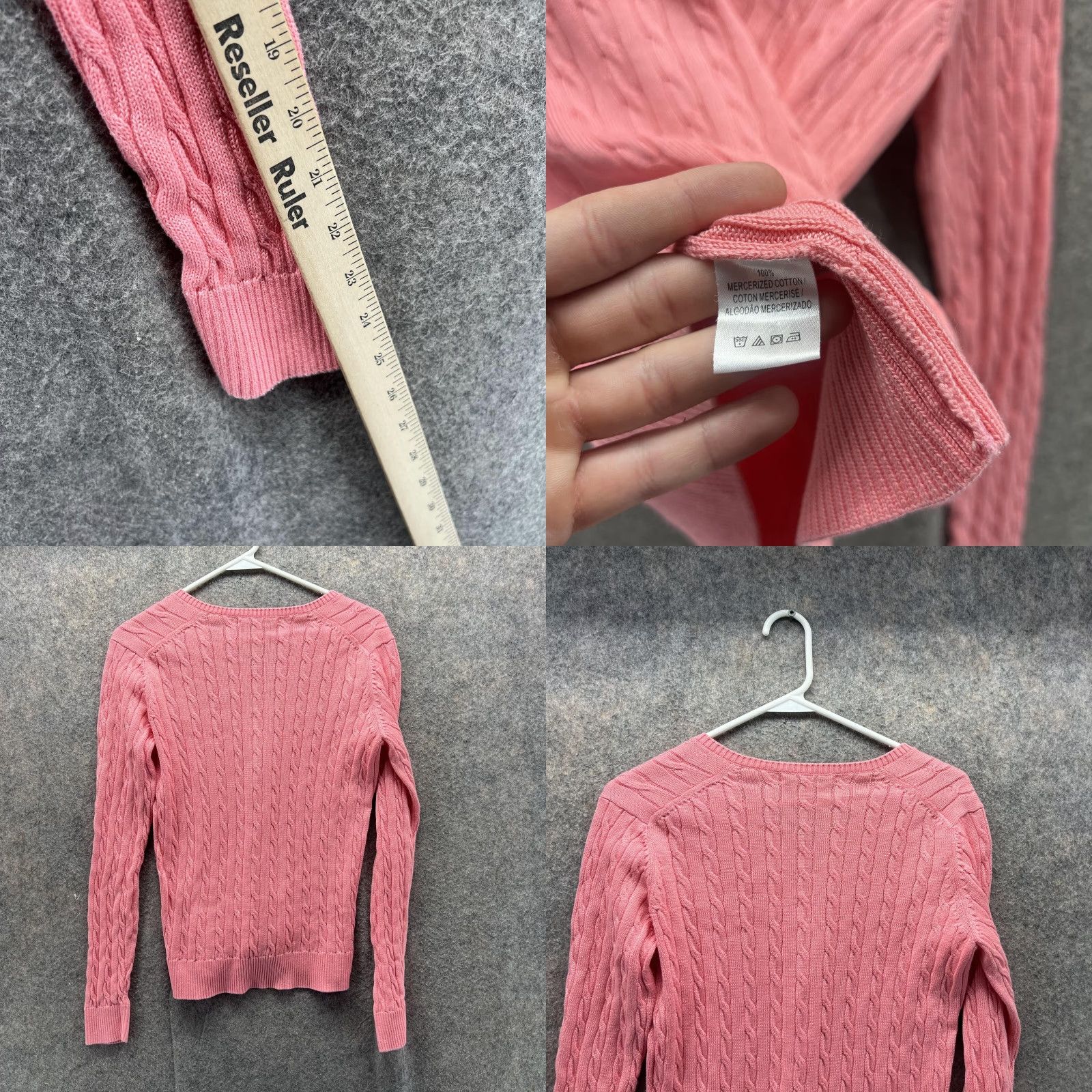 Pinko VINTAGE Fairway & Greene Sweater Women Small Pullover V-Neck Pink Cable Knit Long Sleeve Size S / US 4 / IT 40 - 8 Thumbnail