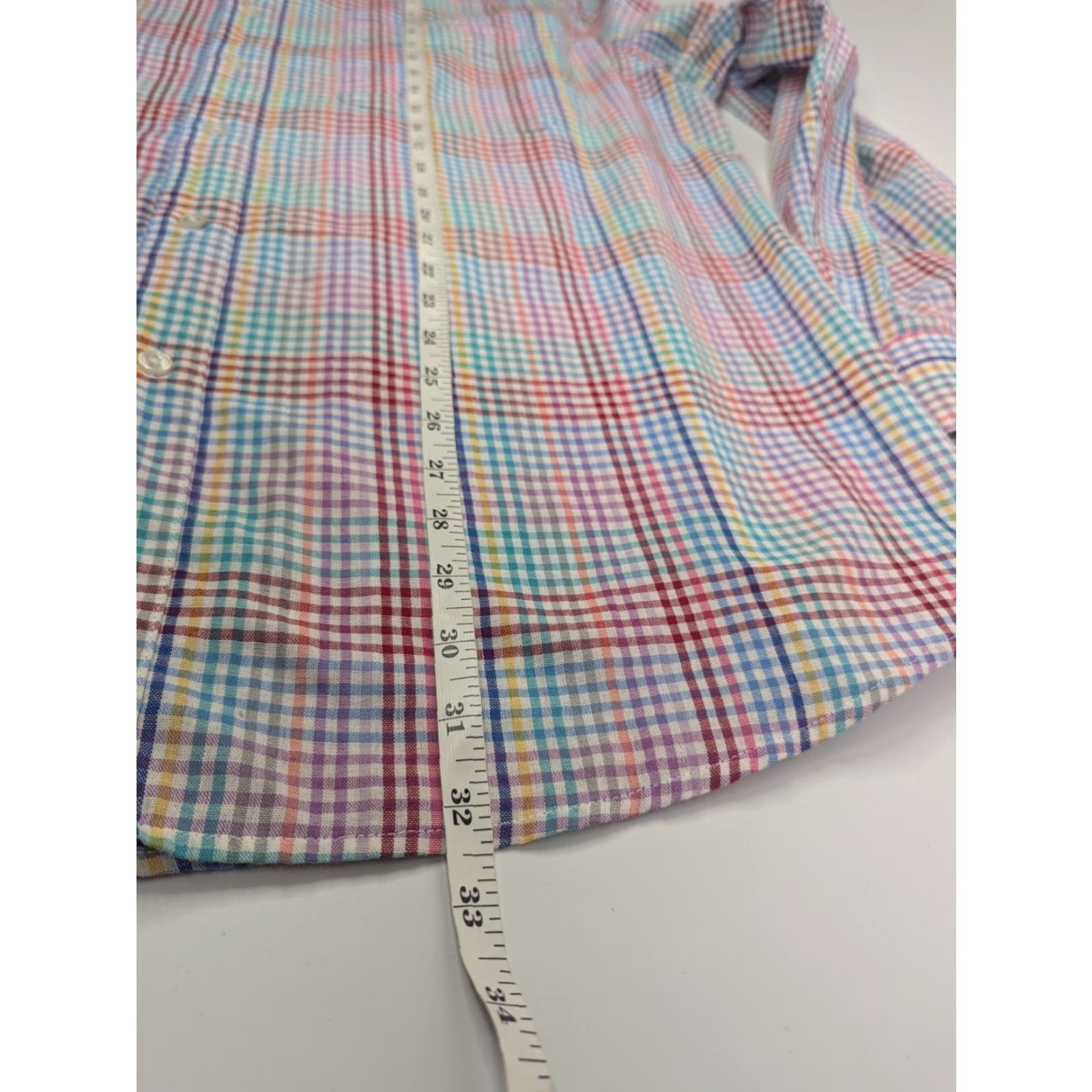 Blair John Blair Multicolored Checks Mens Button Up Long Sleeve Dress Shirt XL Size Size 46R - 4 Thumbnail