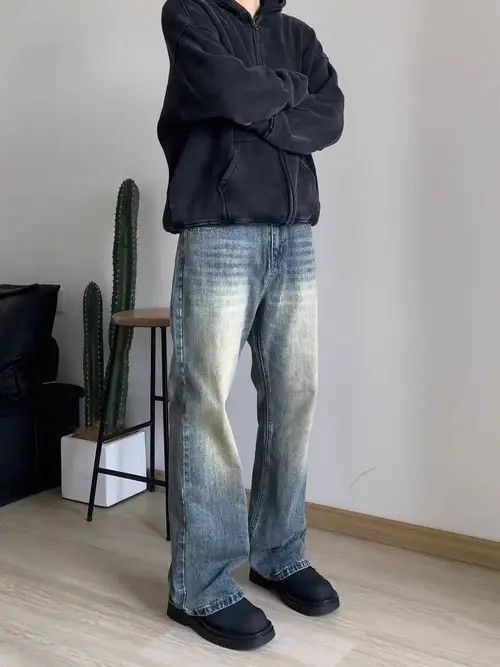 VIBE Vintage street washed and faded casual micro flare jeans Size US 36 / EU 52 - 3 Thumbnail