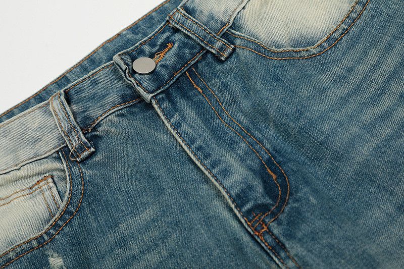 Vintage Retro men's washed whiskered loose straight gradient jeans Size US 34 / EU 50 - 3 Thumbnail