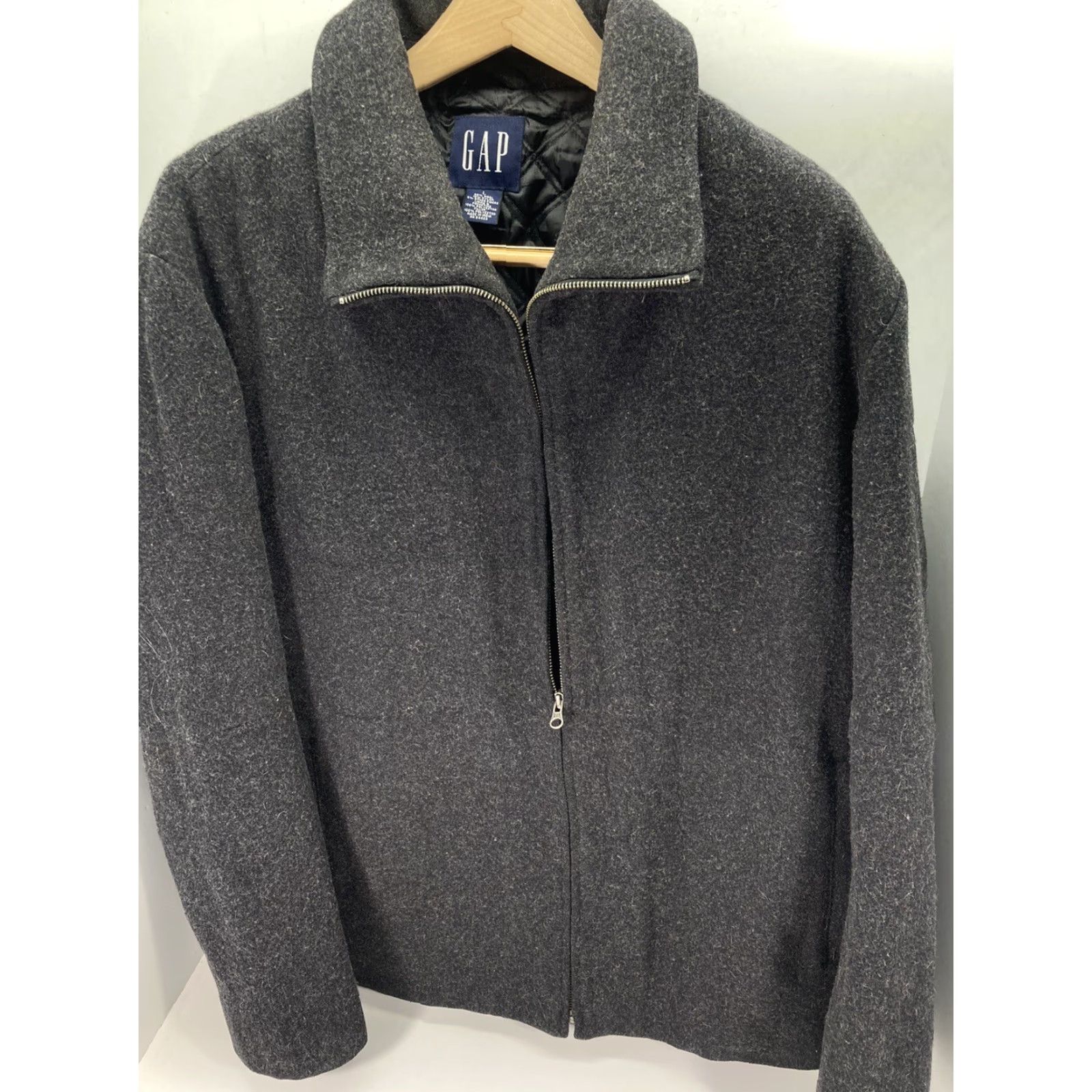 Gap VINTAGE Gap Coat Jacket Men L Wool Blend Full Zip Gray Quilted Lined VTG Y2K Mens Size US L / EU 52-54 / 3 - 2 Thumbnail