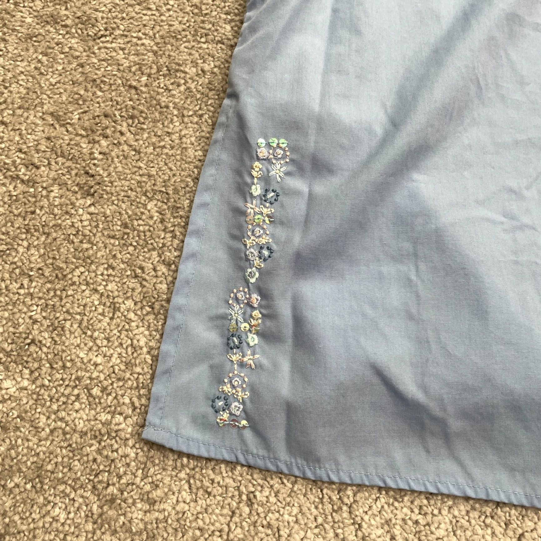 Vintage Club "Z" Collection Blouse Womens 1X Blue Short Sleeve Button Up Floral Embroidered Shirt Size XL / US 12-14 / IT 48-50 - 4 Thumbnail