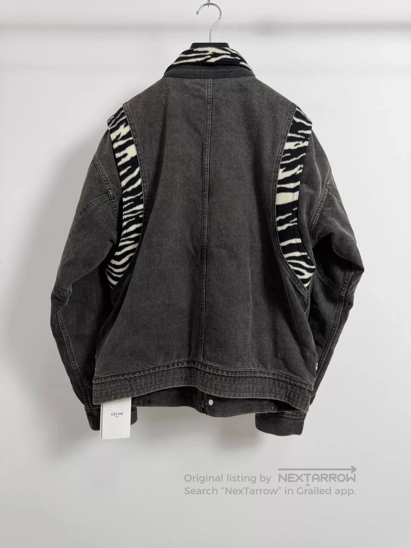 Celine Gray Denim Jacket with Zebra Print Accents. Size US M / EU 48-50 / 2 - 2 Thumbnail