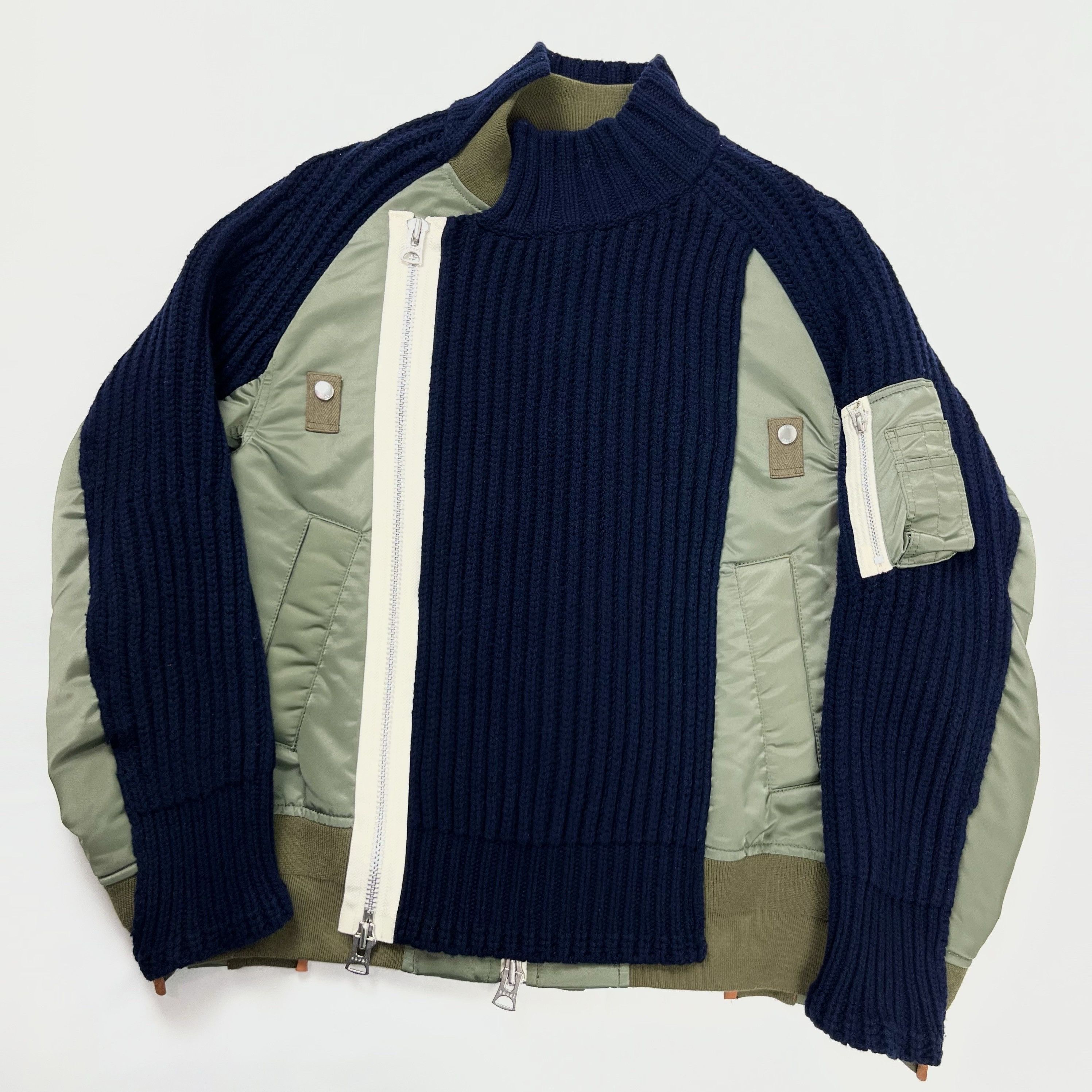 Sacai Sacai Nylon Twill Mix Knit Blouson 22AW | Grailed