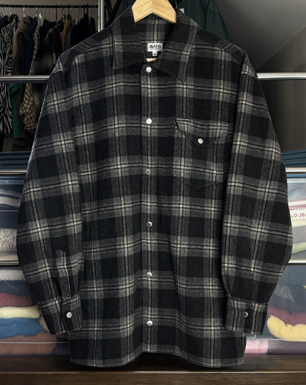 Dolce & Gabbana Dolce & Gabbana Checkered Wool Plaid Flannel Over Shirt Size US M / EU 48-50 / 2 - 1 Thumbnail