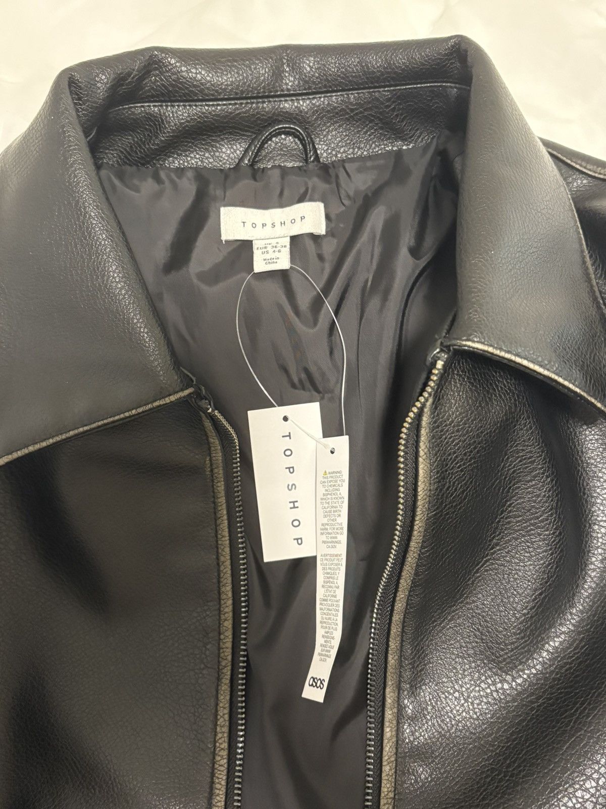 Topshop Topshop faux leather oversized bomber jacket in black Size S / US 4 / IT 40 - 4 Thumbnail