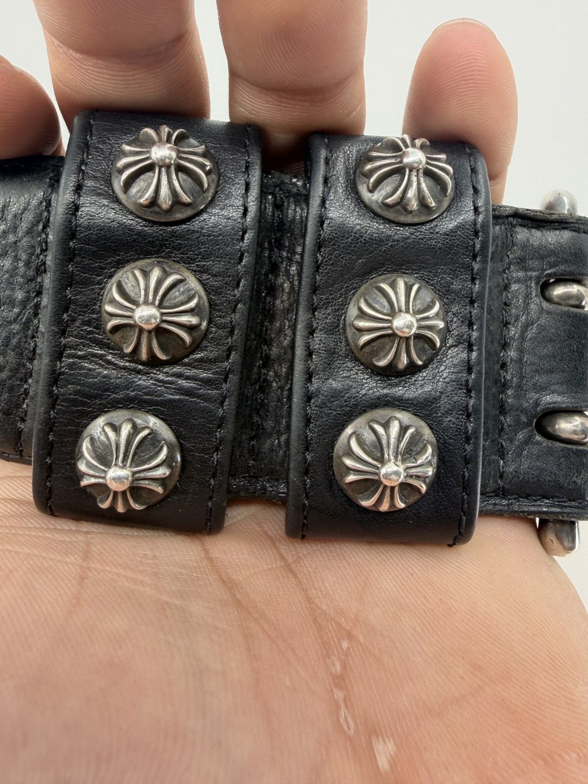 Chrome Hearts Chrome Hearts Black Double Pin Roller Belt Size 32 - 2 Thumbnail