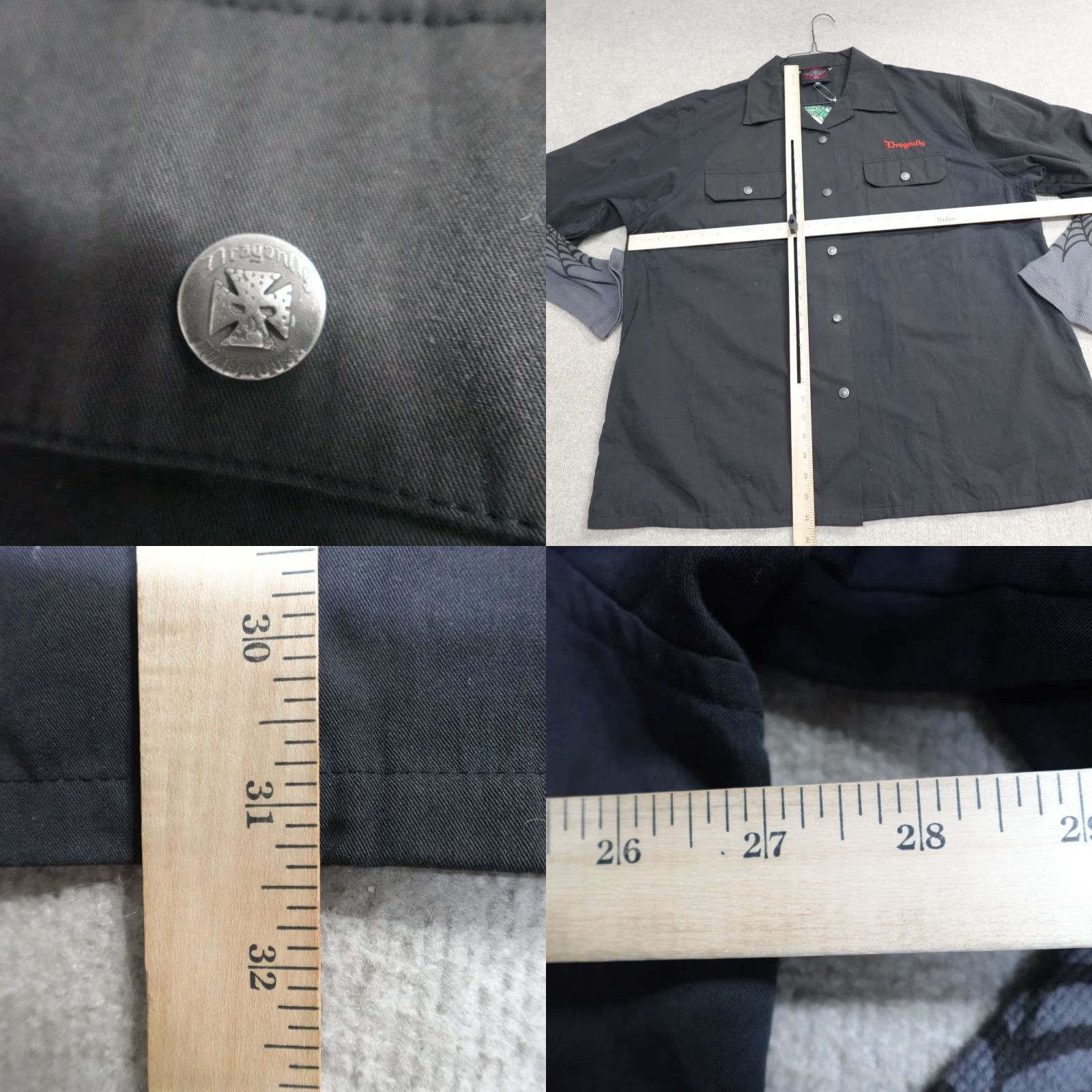 Vintage Dragonfly Shirt Black L Button-Up Men Long Sleeve Sleeves Spiderweb Roadhouse 2XL? Size US L / EU 52-54 / 3 - 8 Thumbnail