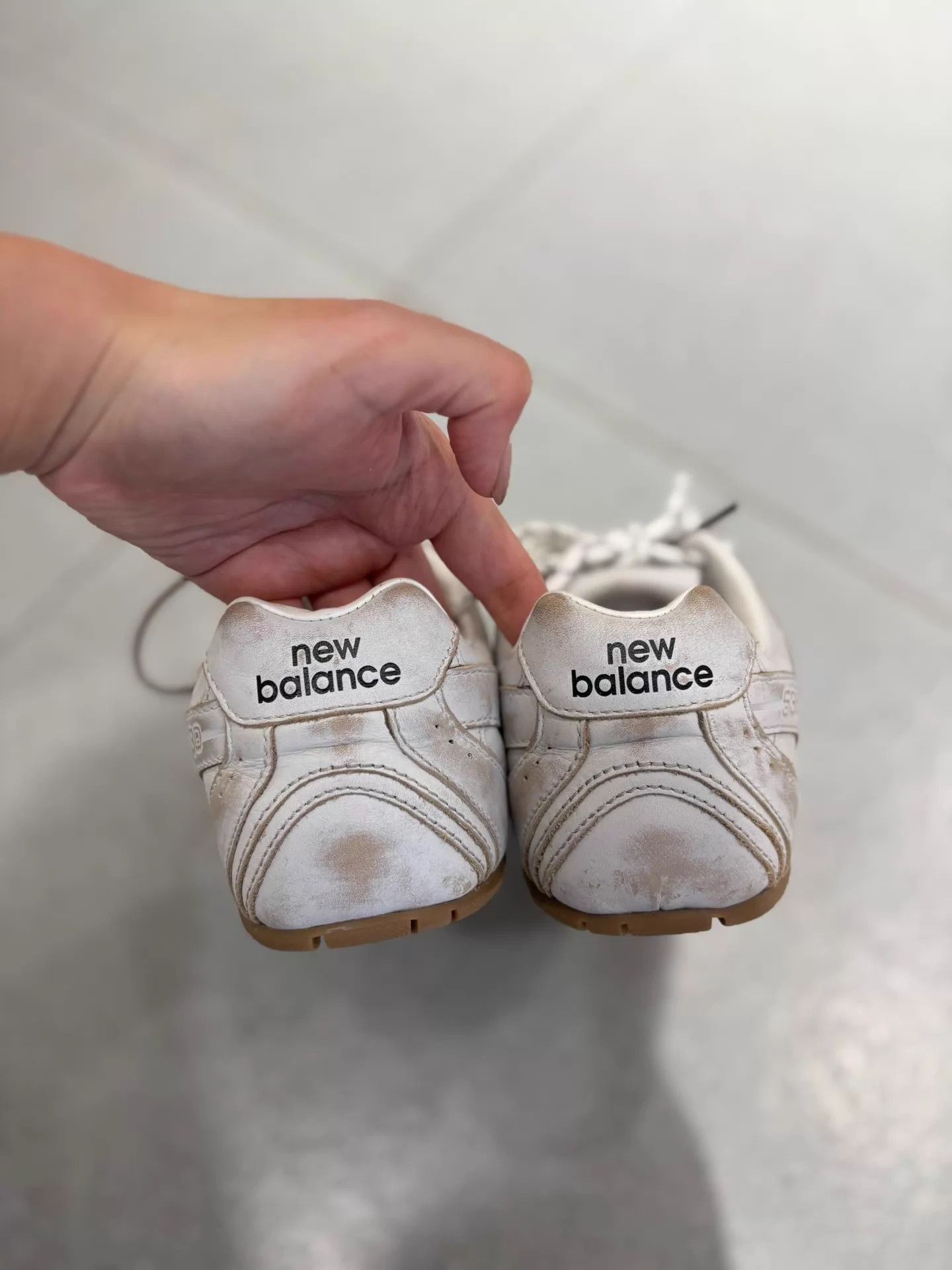 Miu Miu Miu x NB White Distressed Trainer 99 New 38.5 (39) Size US 8 / IT 38 - 3 Thumbnail