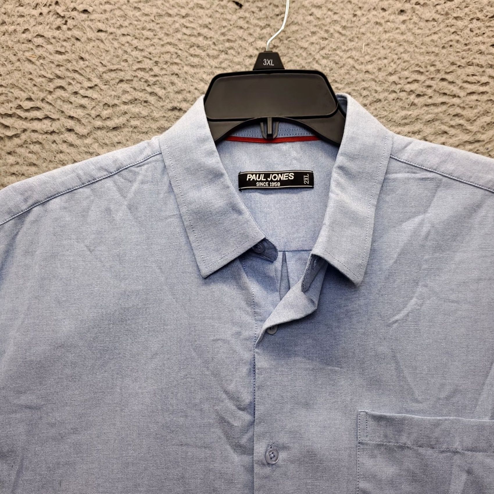 Vintage Paul Jones Shirt Mens 2XL Blue Short Sleeve Button-Up Oxford Travel Size US XXL / EU 58 / 5 - 6 Thumbnail