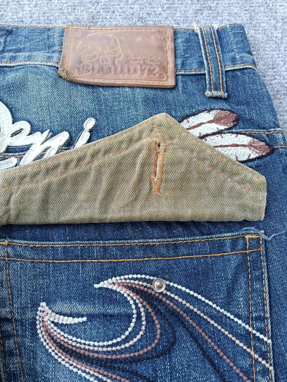 Japanese Brand Cloud72 Denim Y2K Style Embroidered Graphic jeans. Size US 36 / EU 52 - 4 Thumbnail