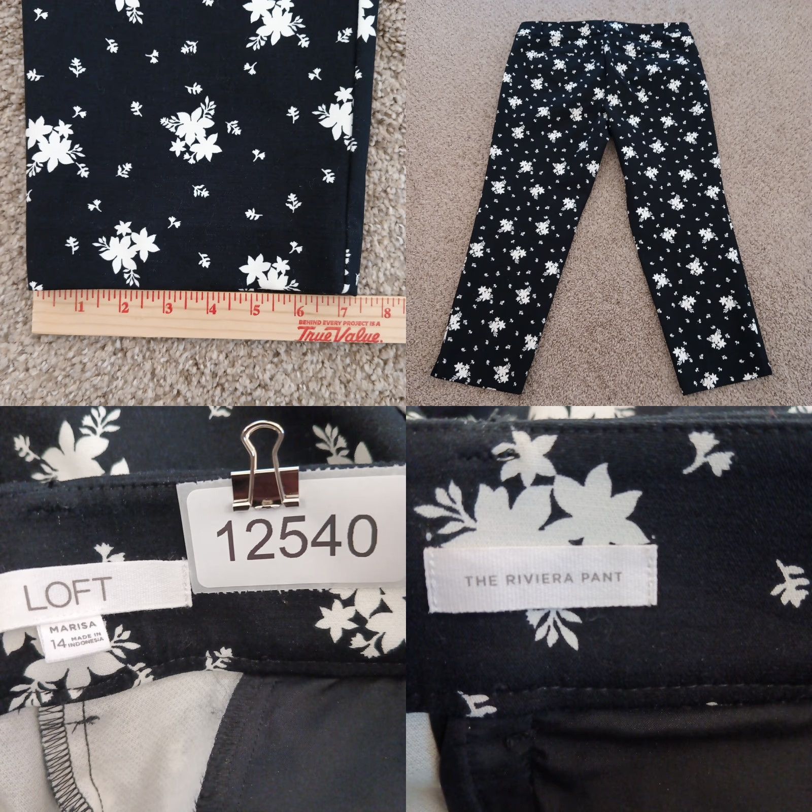 Ann Taylor Ann Taylor Loft Ankle Pants Womens Size 14 Black Floral Crop Pockets Cotton Blend Straight 25.5in Inseam Size 26" / US 2 / IT 38 - 8 Thumbnail