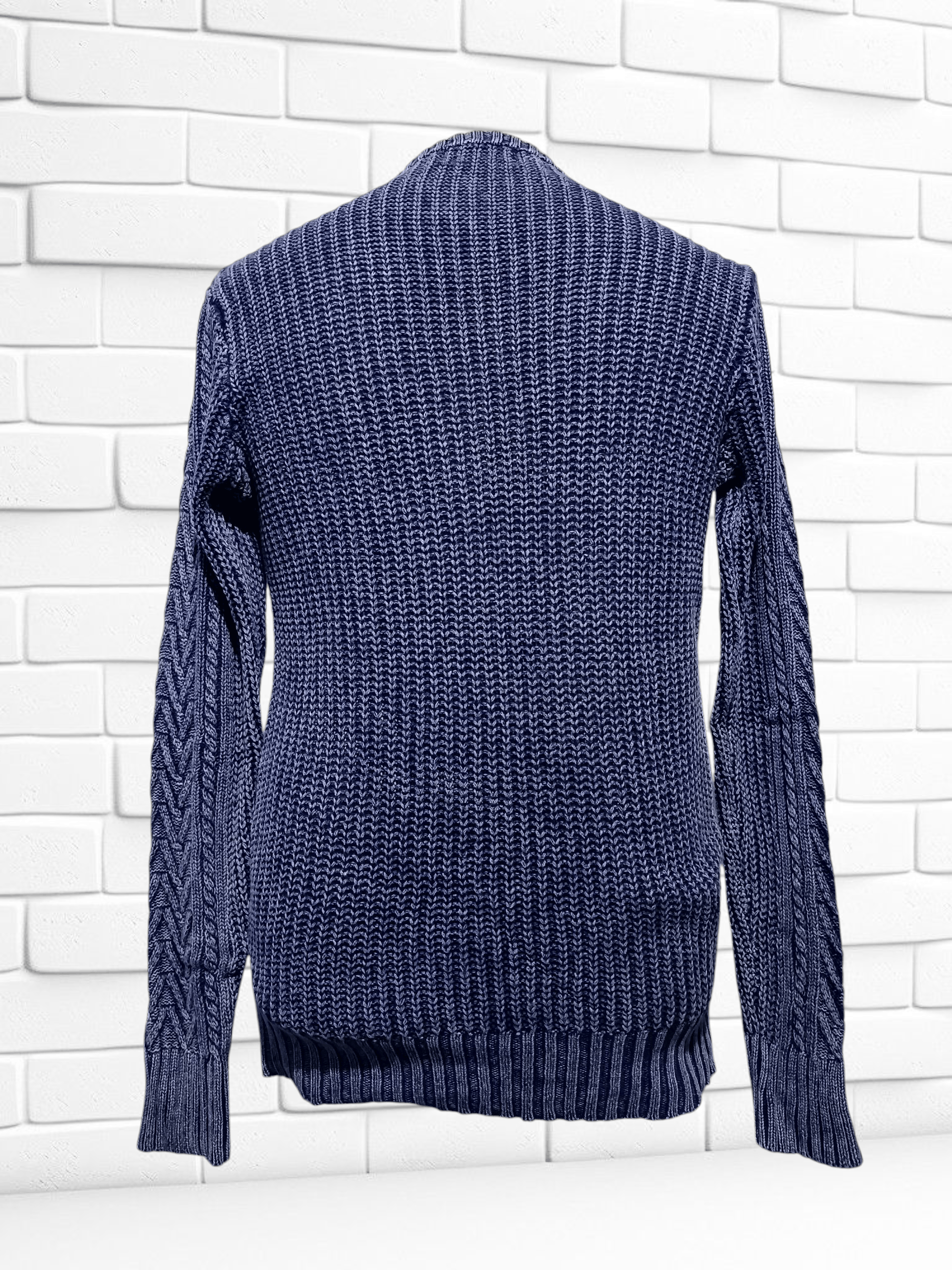 Japanese Brand Indigo Sulfur Dyed Cable Knit Sweater Size US M / EU 48-50 / 2 - 4 Thumbnail