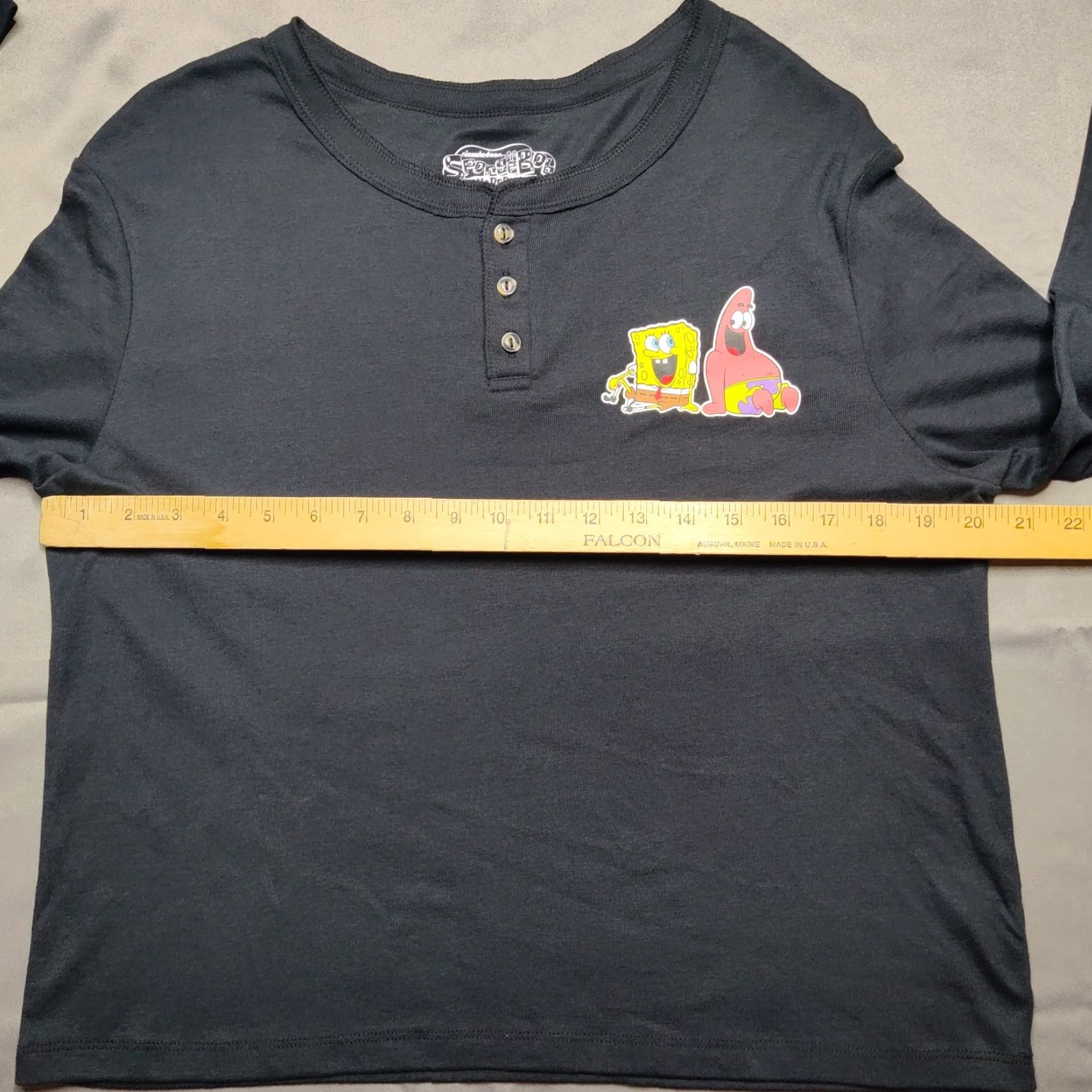 Vintage VINTAGE SpongeBob SquarePants & Patrick Star Juniors 2XL Black Henley Shirt NEW Size XXL / US 16-18 / IT 52-54 - 6 Thumbnail