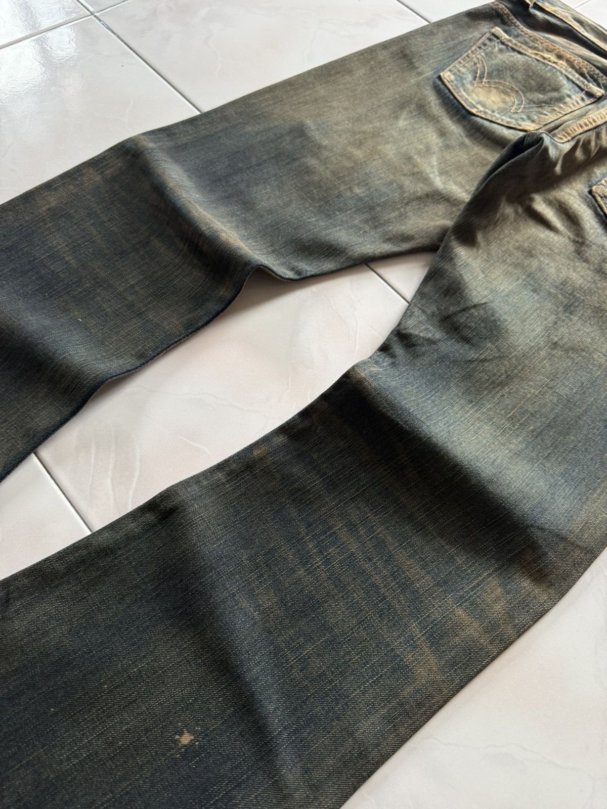 If Six Was Nine Rare Edwin 535 Pierced & Studs Heavy Mud Wash Flared Jeans Size US 32 / EU 48 - 20 Thumbnail