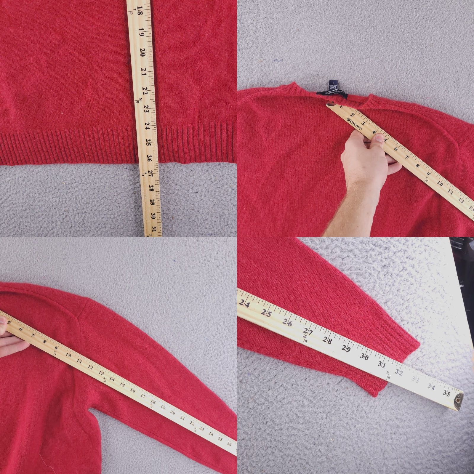 Faconnable Facconable Sweater Mens Red L 100% Cashmere Crewneck Long Sleeve Pullover Size US L / EU 52-54 / 3 - 8 Thumbnail
