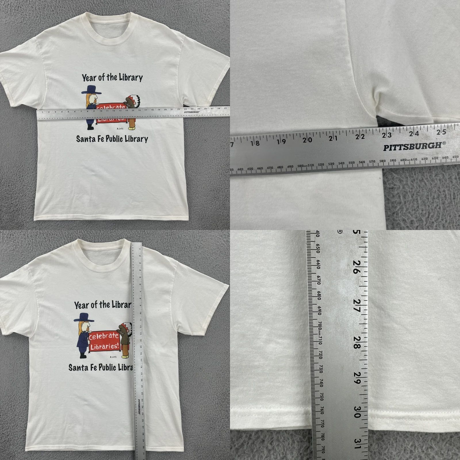 Vintage VINTAGE Mens XL White R. Cate New Mexico Cartoonist Santa Fe NM Public Library Day Tee Size US XL / EU 56 / 4 - 8 Thumbnail