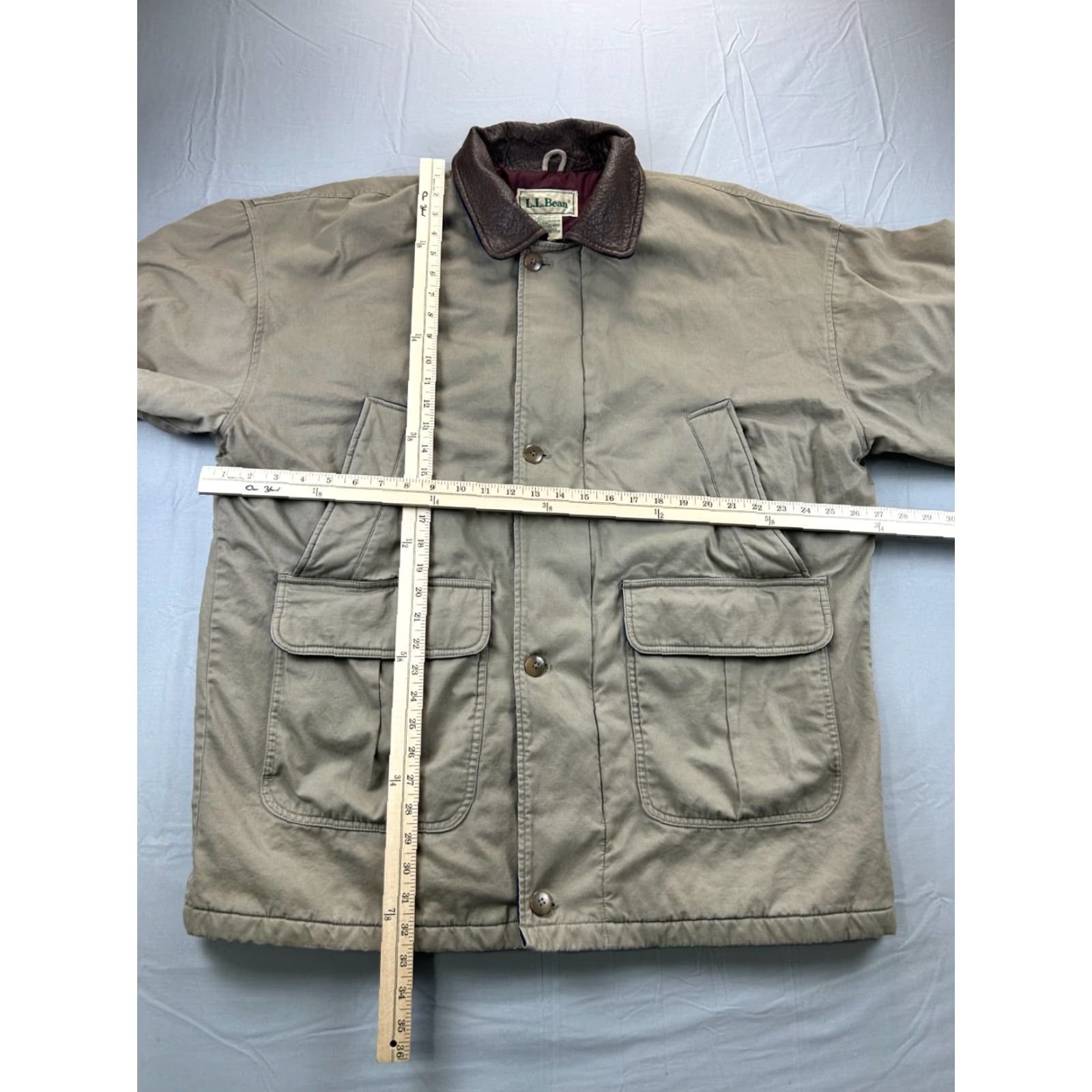 Vintage VINTAGE L.L.Bean Barn Coat Jacket Men XL Chore Brown Leather Collar 90s Insulated Overcoat Size US XL / EU 56 / 4 - 5 Thumbnail